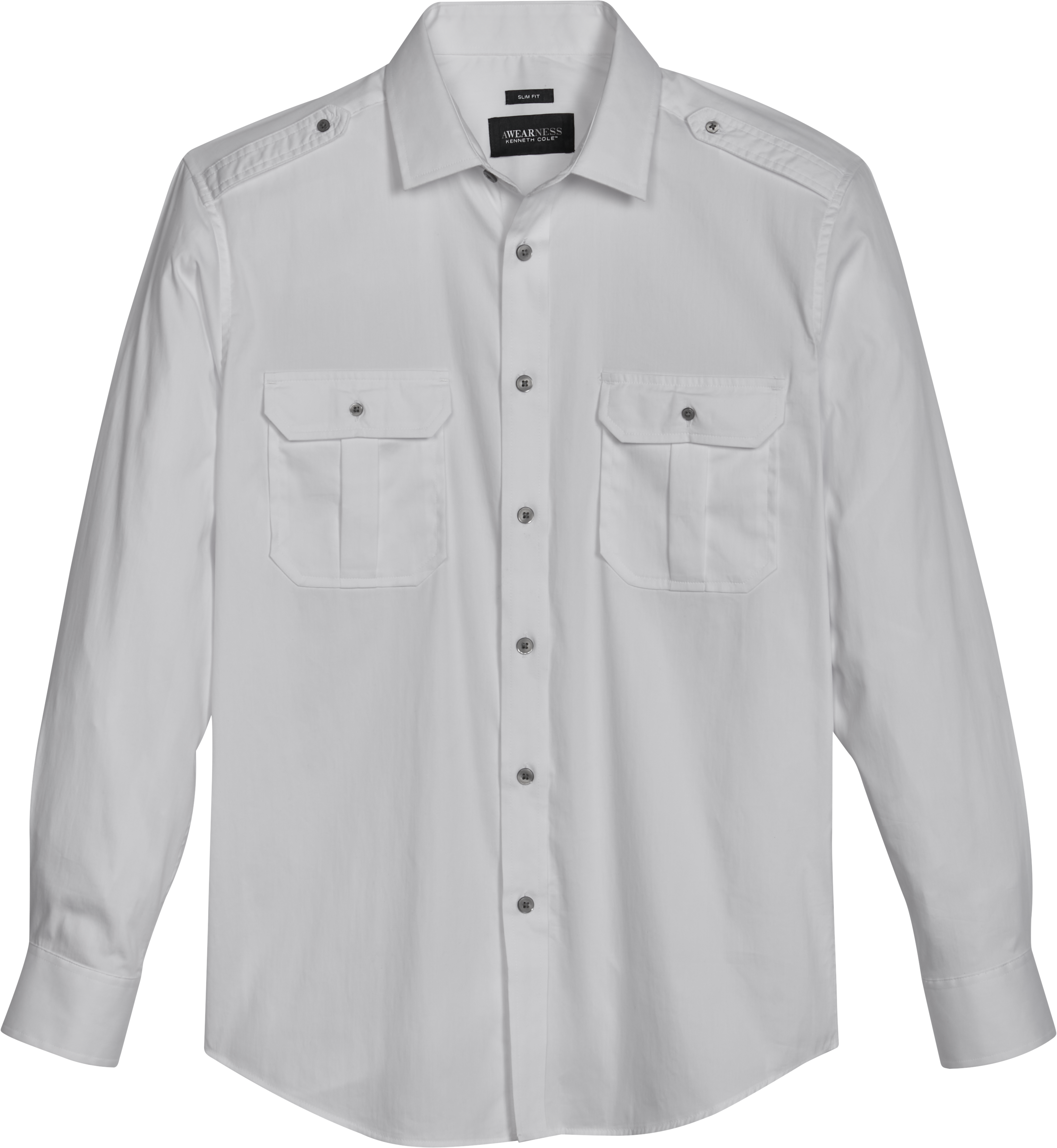 Awearness Kenneth Cole Slim Fit Spread Collar Sport Shirt, White - Men's Sale | Men's Wearhouse