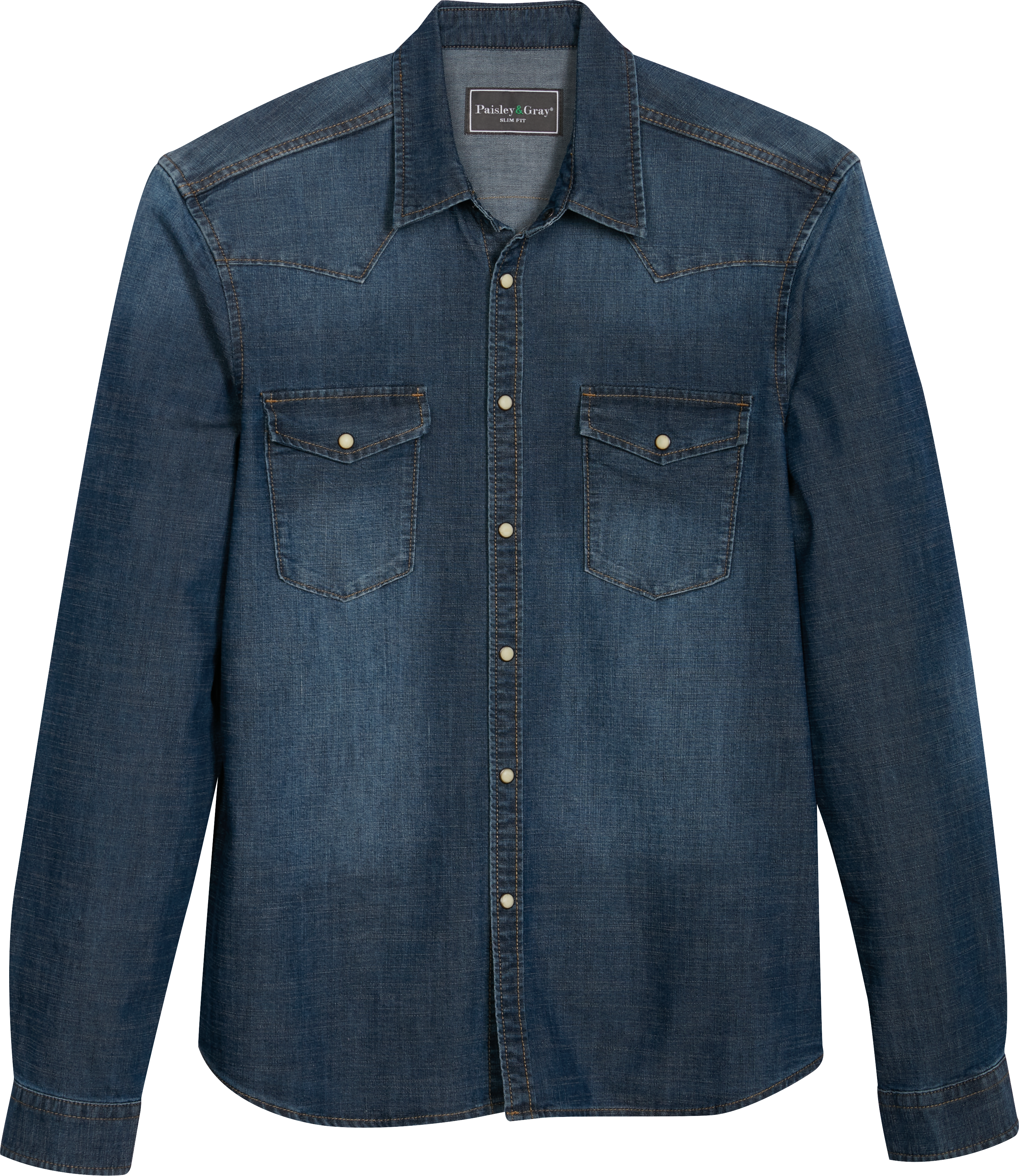 Paisley & Gray Slim Fit Spread Collar Denim Sport Shirt, Blue - Men's ...