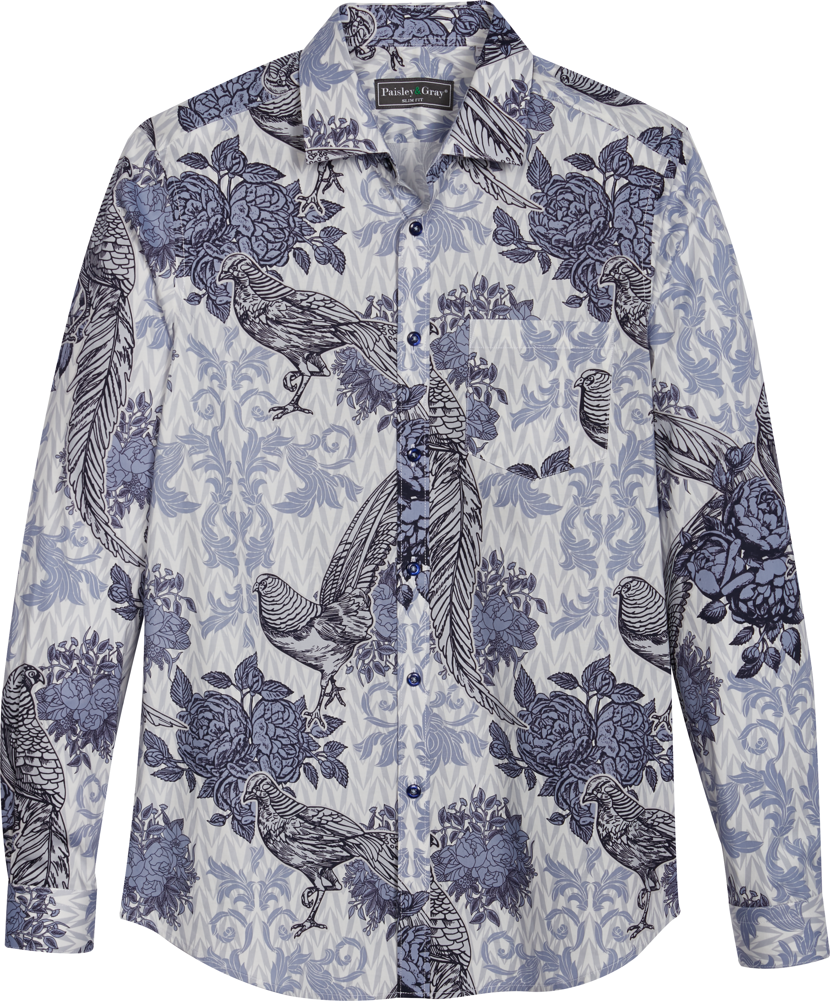 Cotton Button Front Shirt - Delicate Paisley