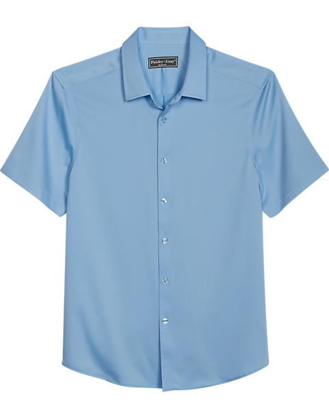 Paisley & Gray Slim Fit Short Sleeve Sport Shirt, Baby Blue - Men's ...