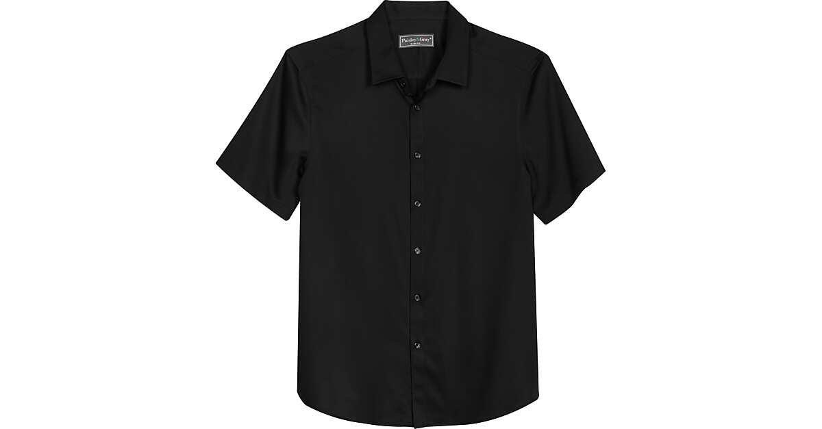 Paisley & Gray Slim Fit Spread Collar Short Sleeve Sport Shirt, Black