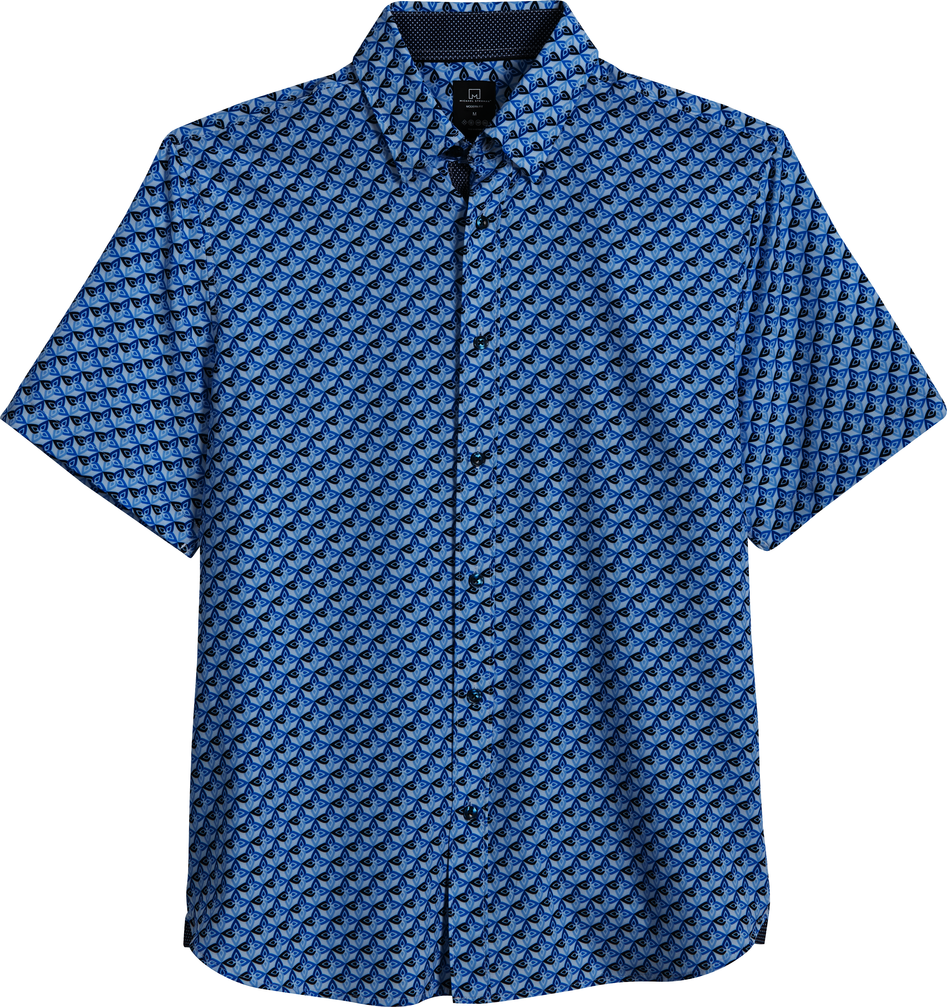 Michael Strahan Modern Fit Short Sleeve Sport Shirt, Blue 3-D Star ...