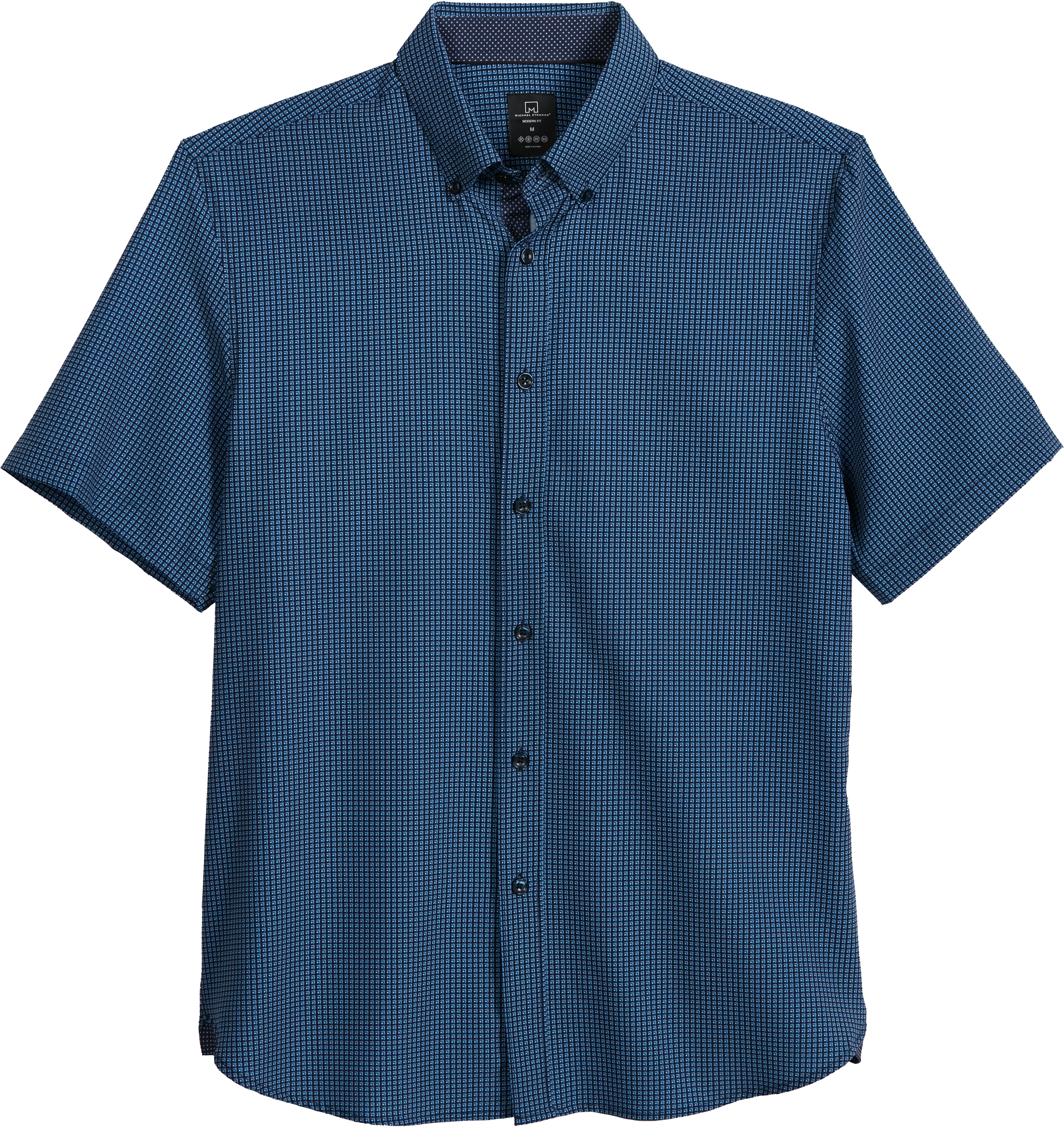 Michael Strahan Modern Fit Short Sleeve Sport Shirt Navy Check 3 D Check Mens Sale Mens 