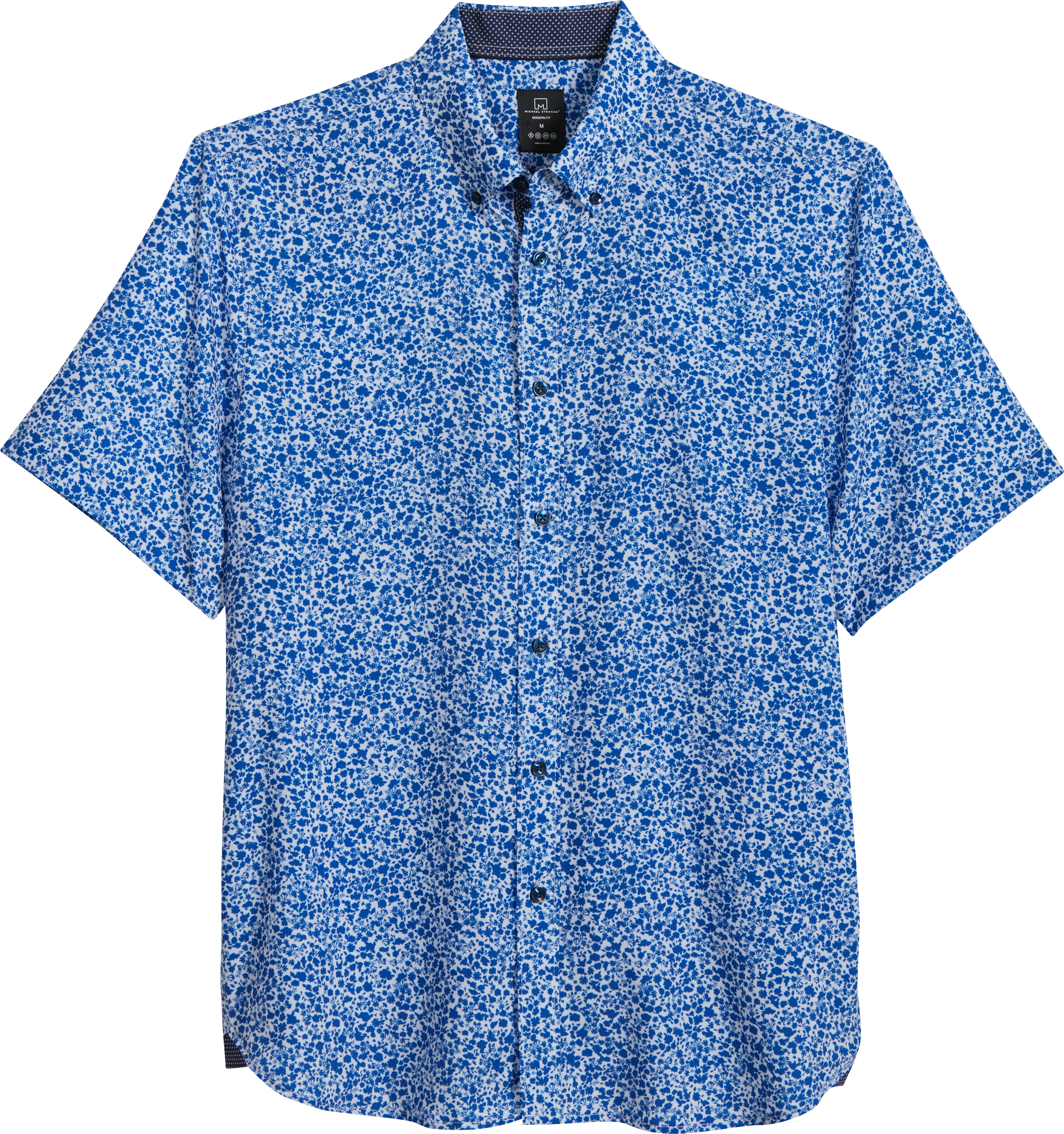 Michael Strahan Modern Fit 4-Way Stretch Short Sleeve Sport Shirt, Blue ...