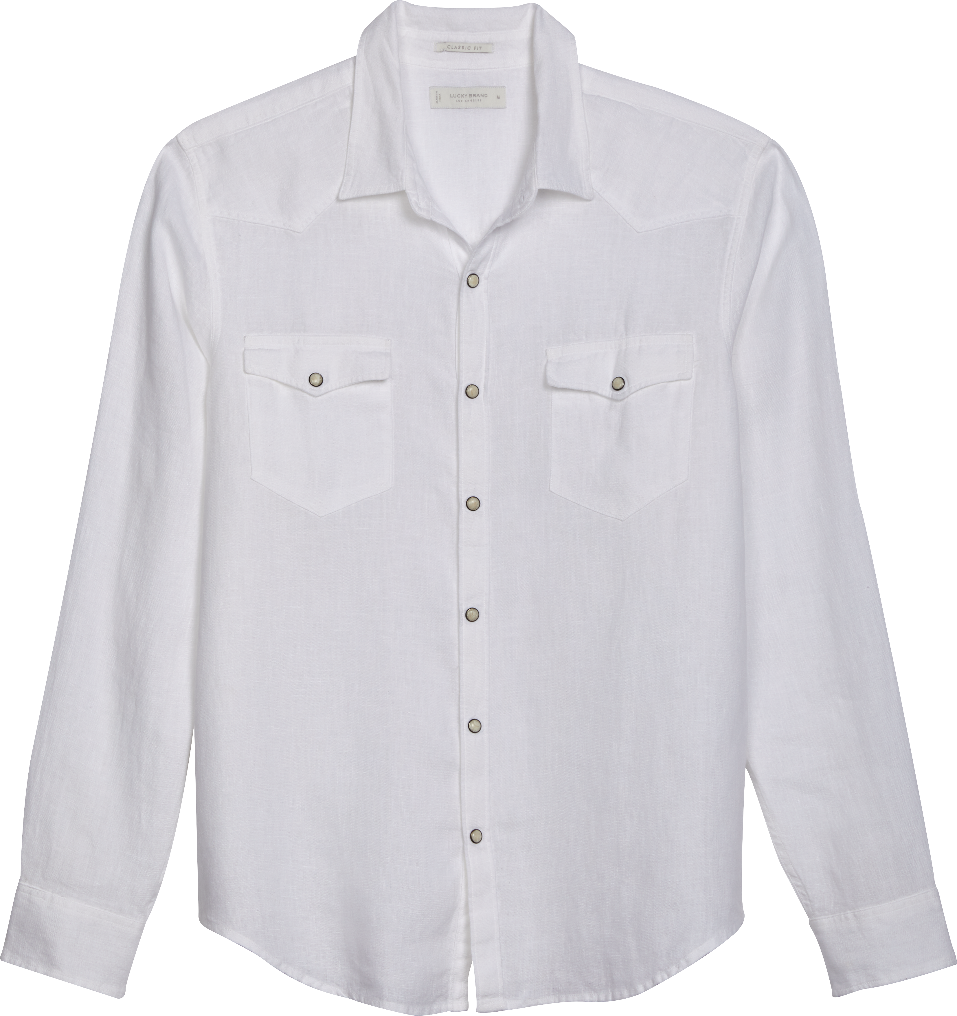 Lucky Brand Classic Fit Western Linen Sport Shirt, White