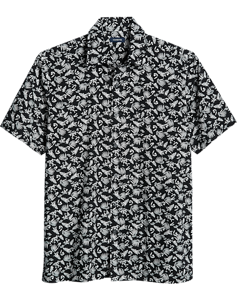 Zanetti Modern Fit Camp Shirt, Black Florals and Palms - Men's Sale ...