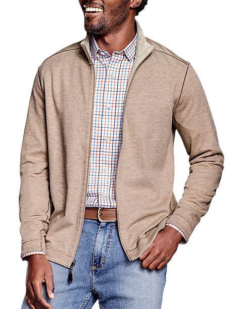 Johnston & Murphy Modern Fit Reversible Full Zip Sweater, Tan & Gray ...