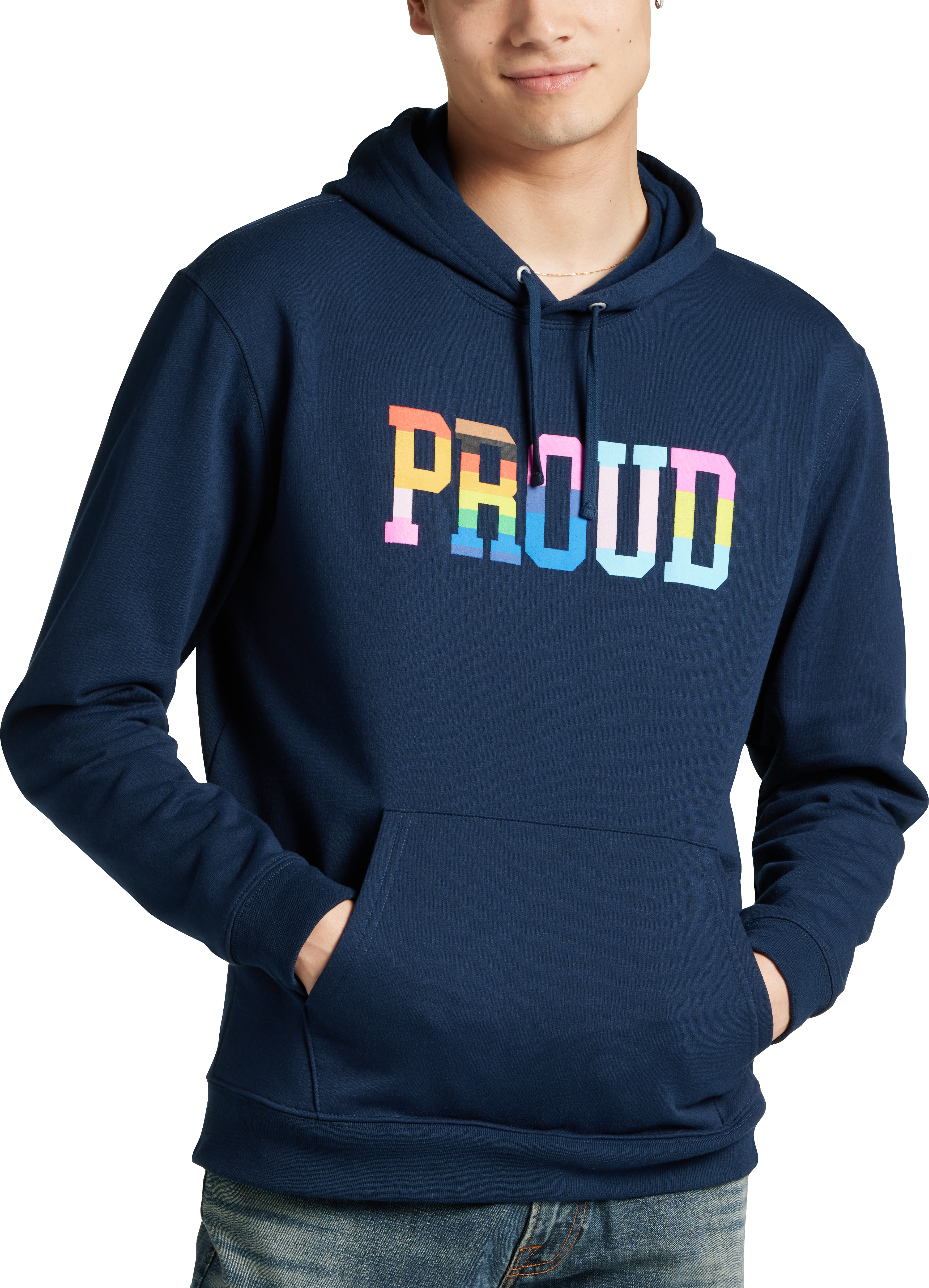 The Phluid Project Classic Fit Proud Graphic Hoodie, Navy - Men's Shirts |  Men's Wearhouse