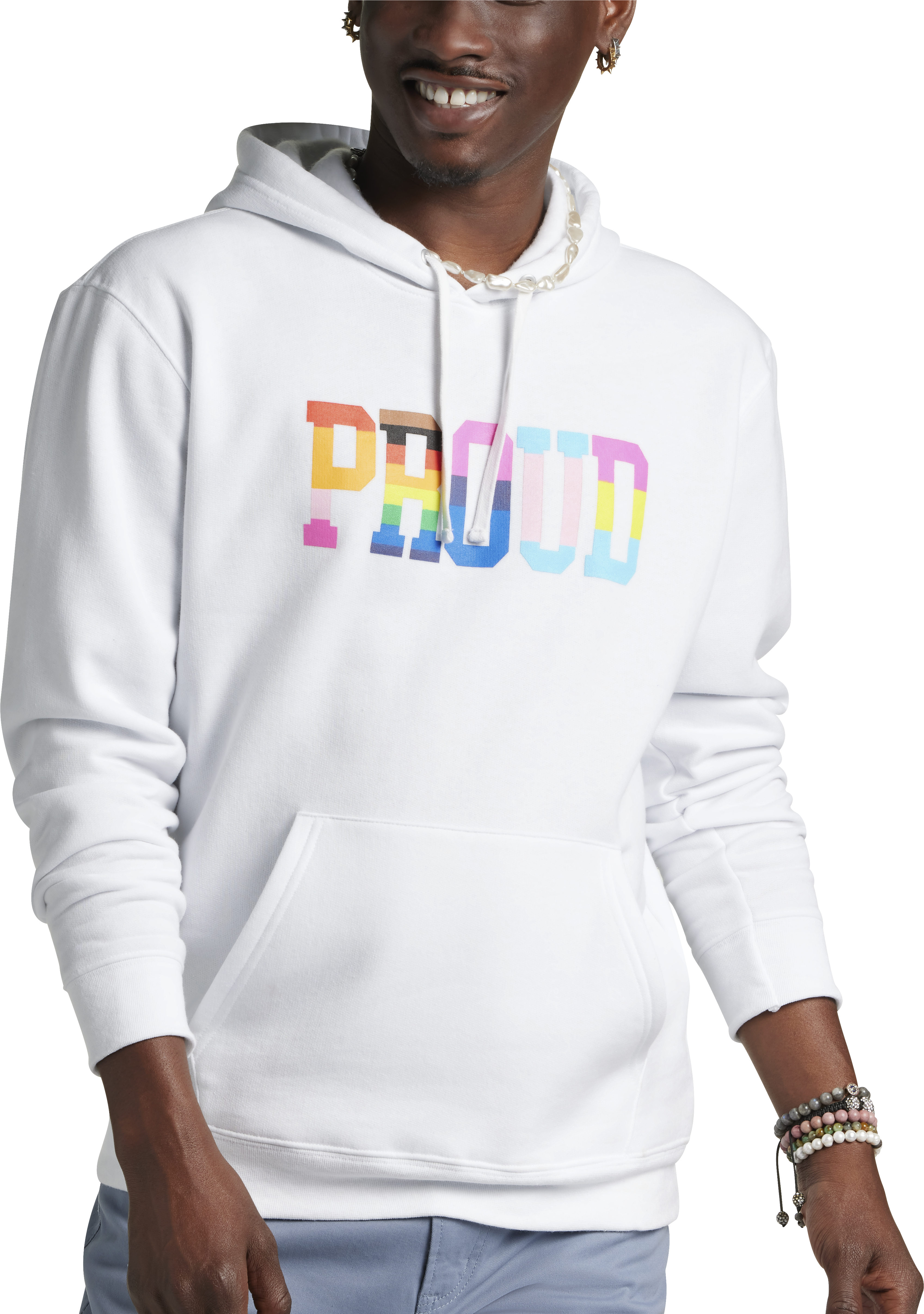 The Phluid Project Classic Fit Proud Graphic Hoodie, White - Men's Shirts |  Men's Wearhouse