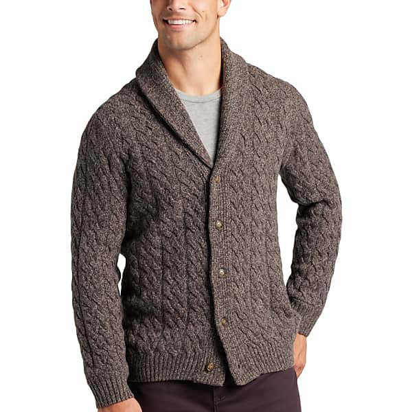 Men’s Vintage Sweaters, Retro Jumpers 1920s to 1980s Joseph Abboud Mens Modern Fit Cable Knit Cardigan Sweater Brown - Size Medium $79.99 AT vintagedancer.com