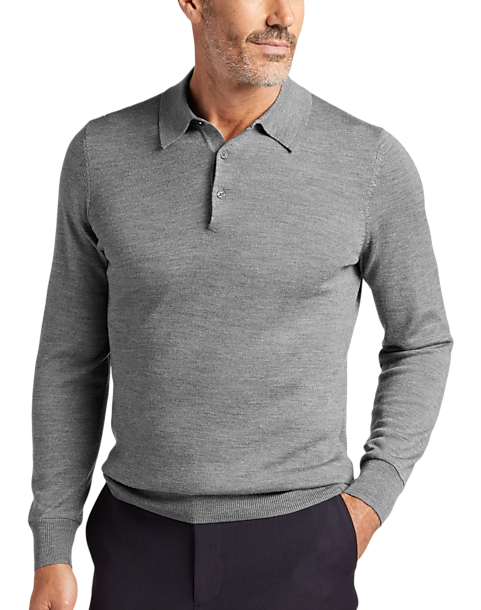 Joseph Abboud Modern Fit Merino Wool Polo, Gray - Men's Sweaters | Men ...