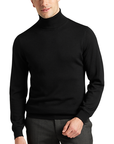 Joseph Abboud Modern Fit Turtleneck Merino Wool Sweater, Black - Men's ...