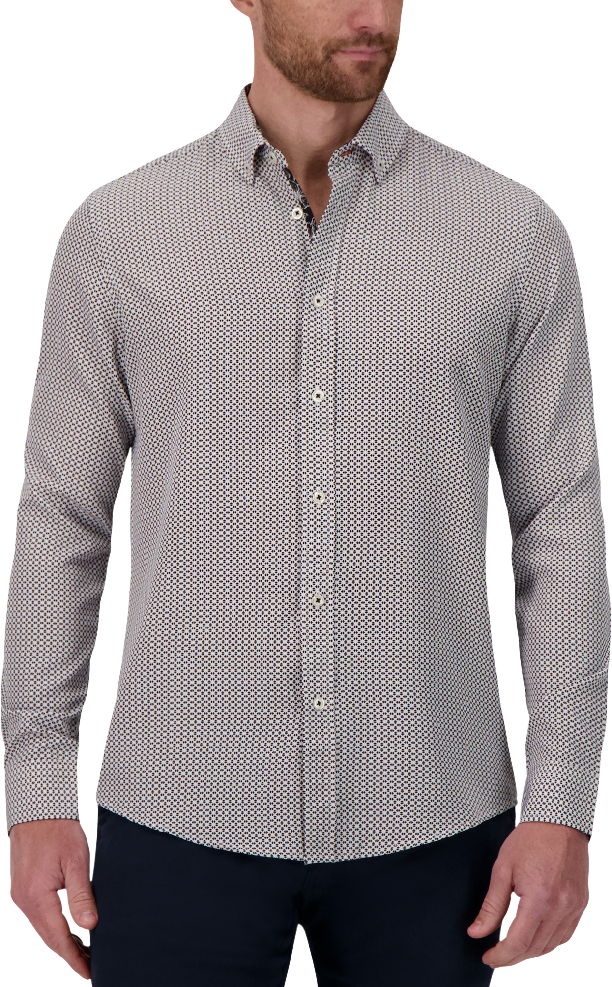 Report Collection Slim Fit Four-Way Stretch Sport Shirt, White Mosaic ...