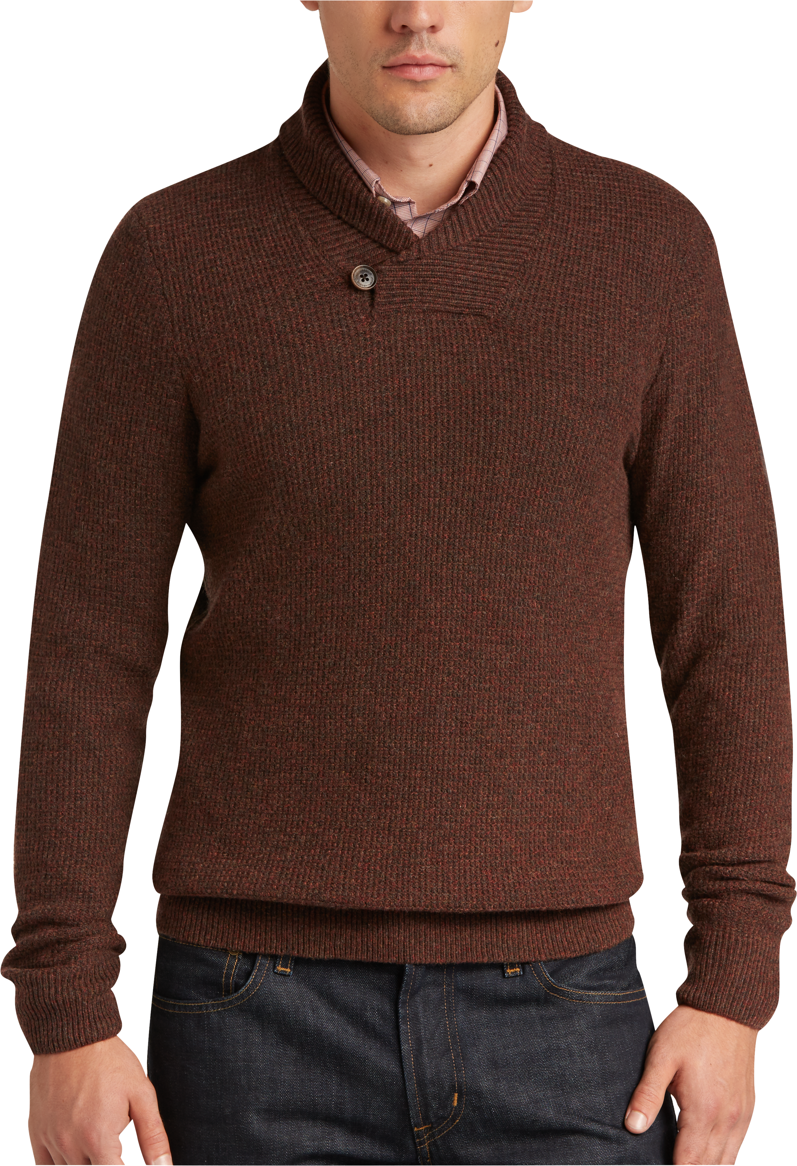 Joseph Abboud Rust Modern Fit Button Shawl Sweater - Men's Sweaters ...