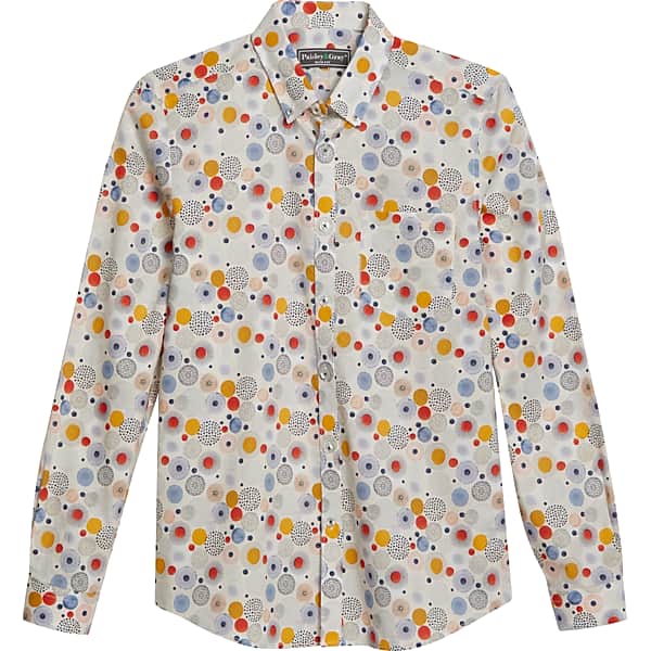 Retro Clothing for Men | New Clothes, Old Style Paisley  Gray Mens Slim Fit Mod Color Sport Shirt Cream Pop Circle - Size Large $59.99 AT vintagedancer.com