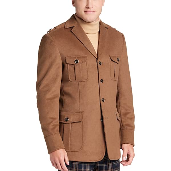 1960s Men&rsquo;s Clothing & Fashion Paisley  Gray Mens Slim Fit Military Jacket Dark Camel - Size Medium $149.99 AT vintagedancer.com