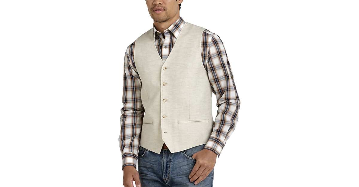 Joseph Abboud Tan LinenBlend Modern Fit Vest Men's Suits Men's