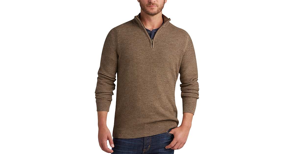 Joseph Abboud Light Brown Half-Zip Sweater - Men's Sale | Men's Wearhouse