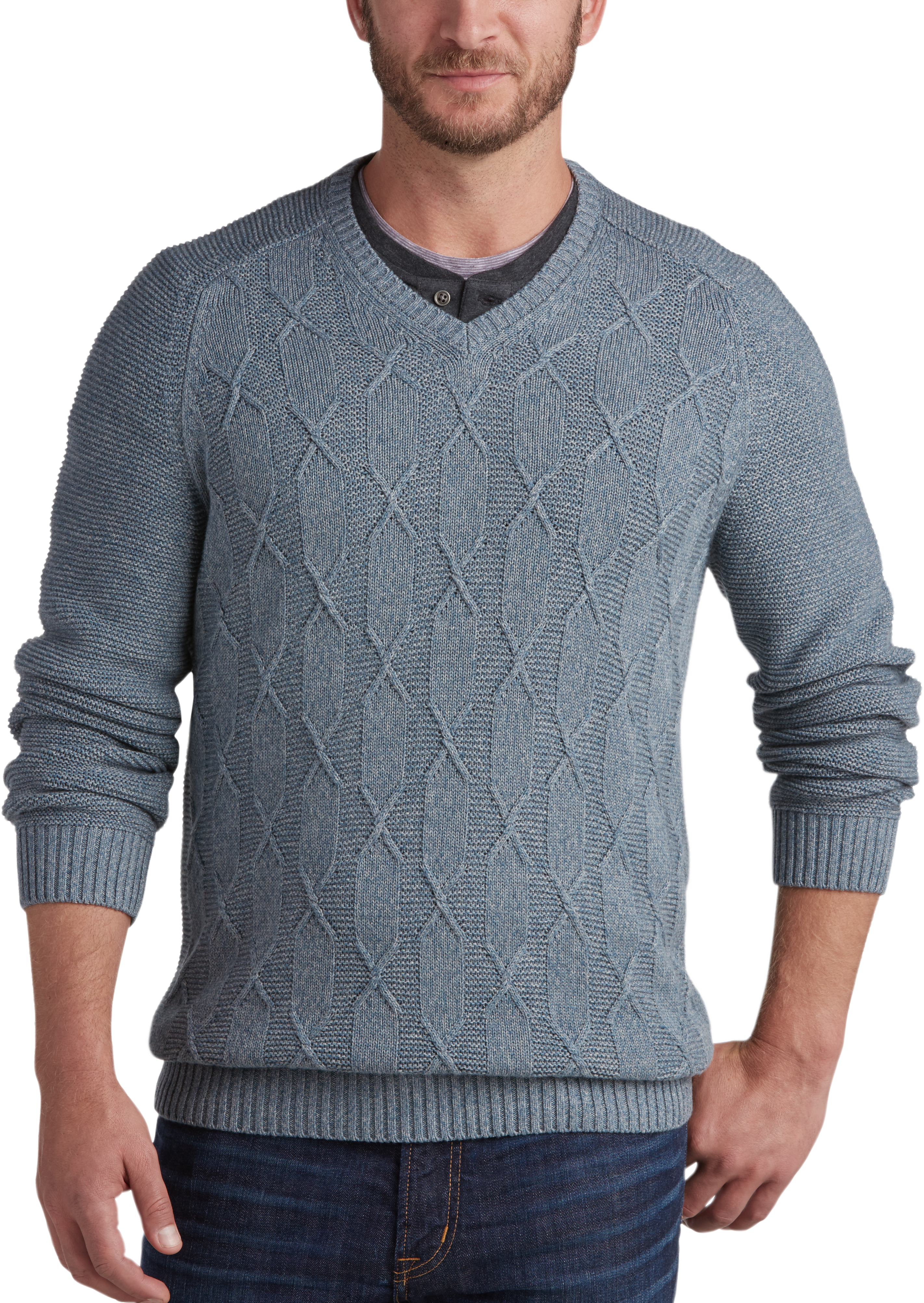 Joseph Abboud Slate Cable-Knit Sweater - Men's Sale | Men's Wearhouse