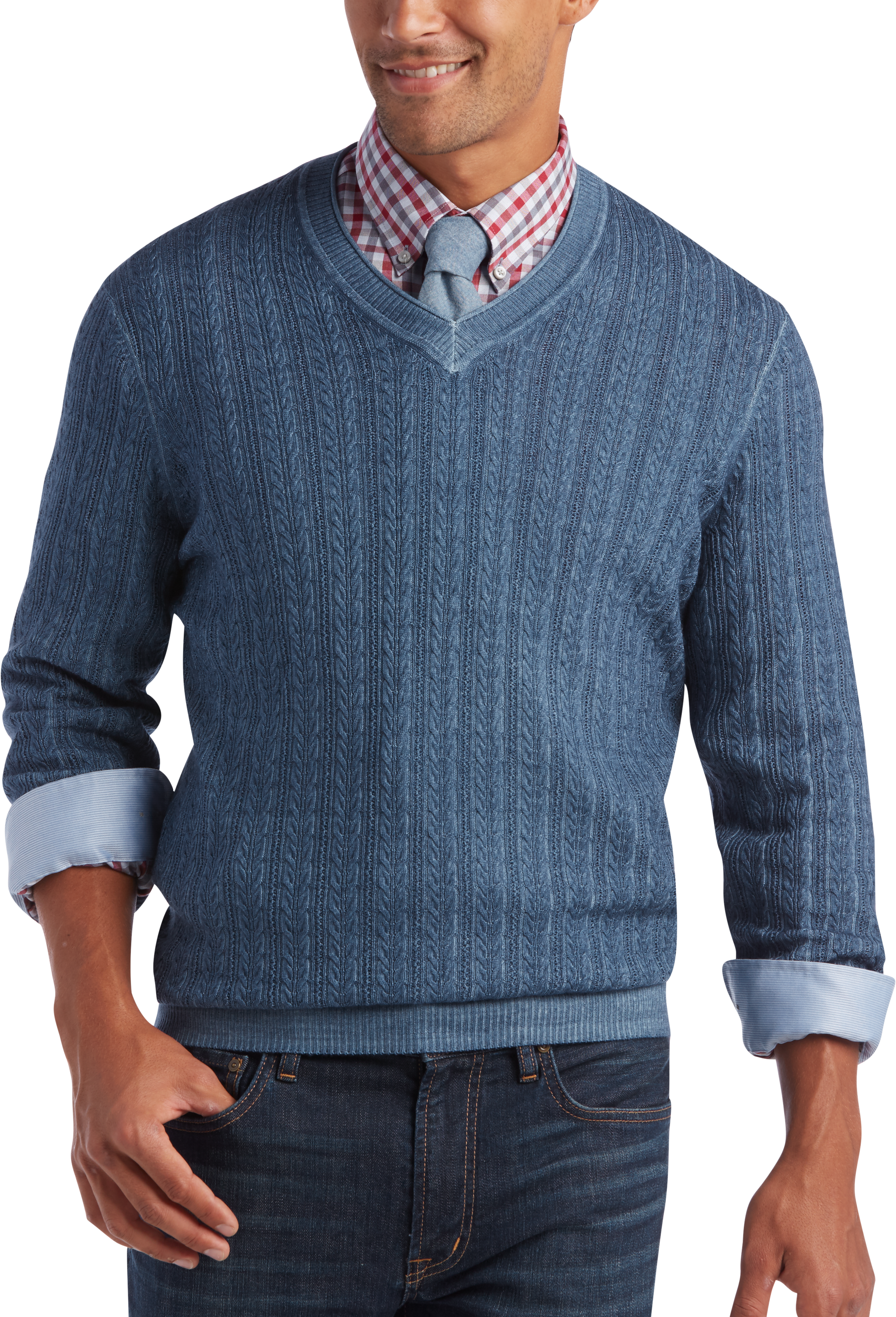 Joseph Abboud Slate Blue Merino Sweater - Men's Sale | Men's Wearhouse
