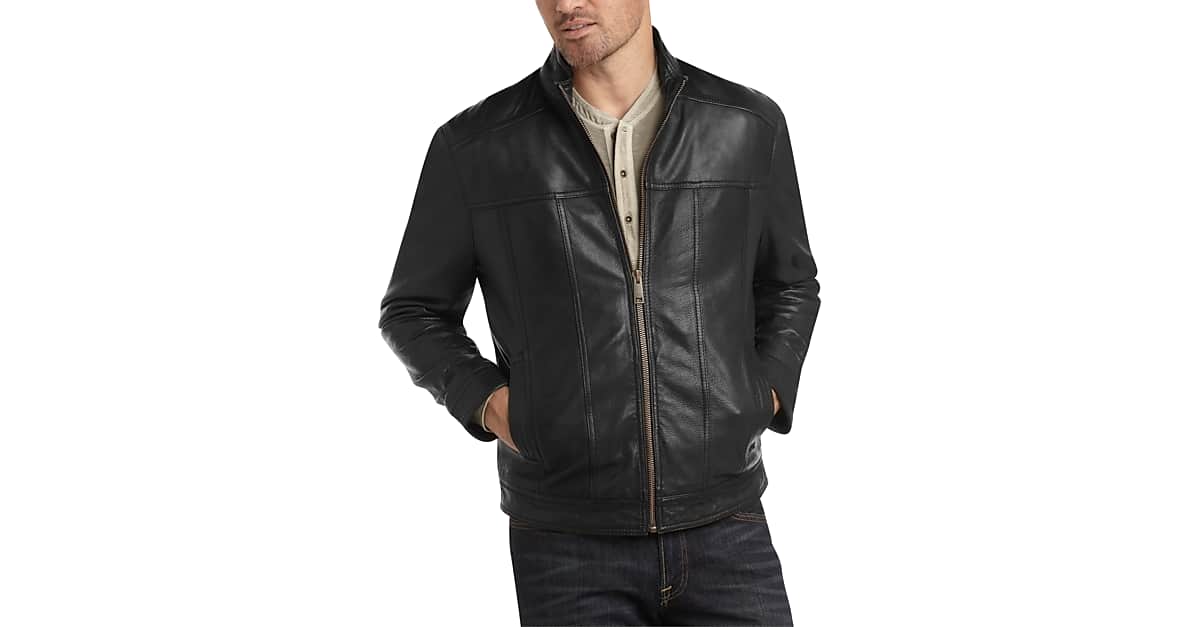 Marc New York Black Leather Bomber Jacket - Men's Sale | Men's Wearhouse