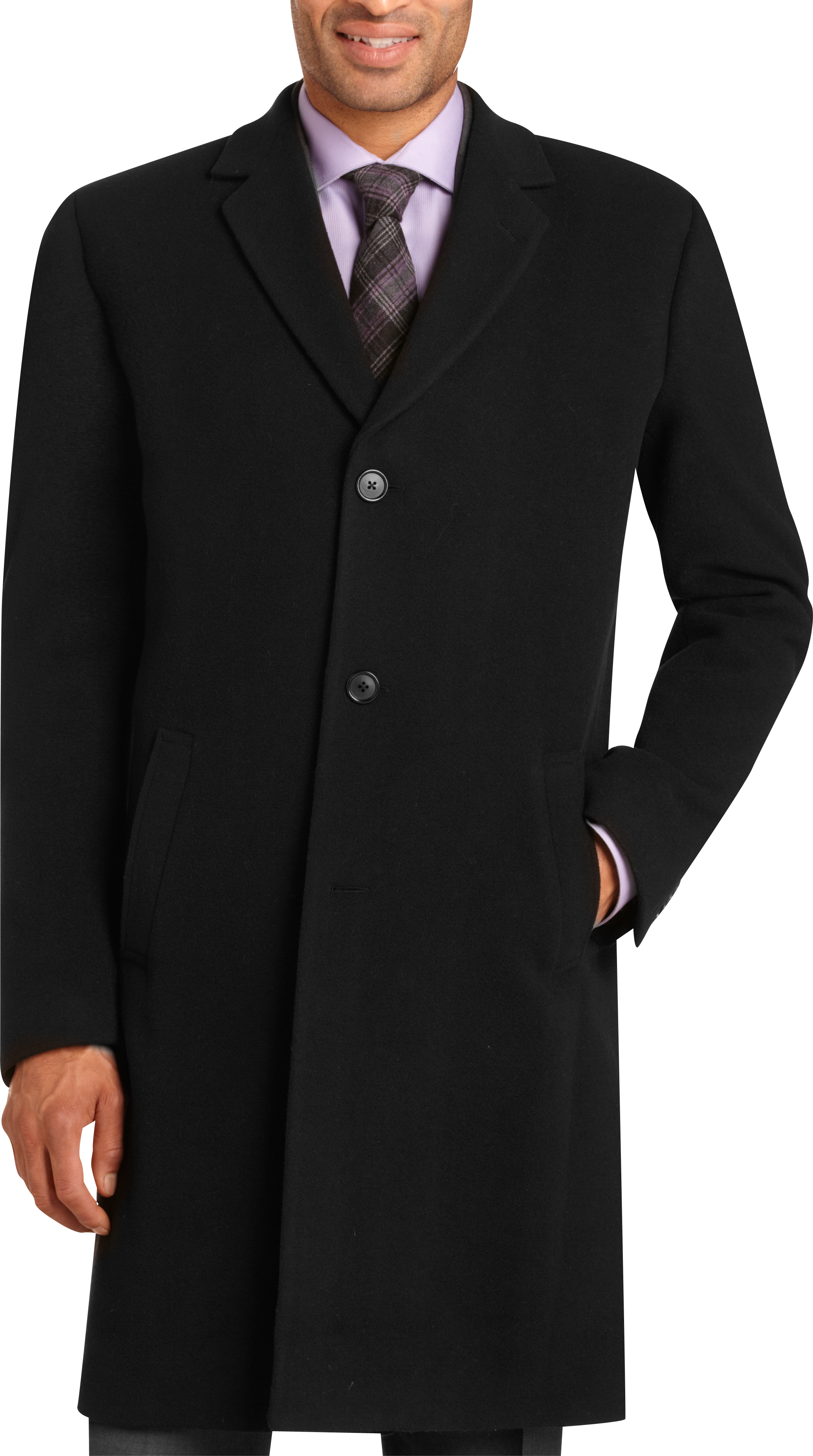 Kenneth Cole New York Black Wool and Cashmere Topcoat - Men's Big ...