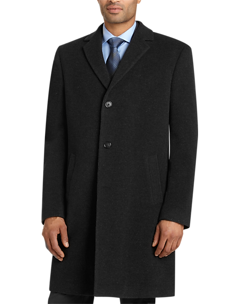 Kenneth Cole New York Charcoal Wool and Cashmere Topcoat - Men's Big ...