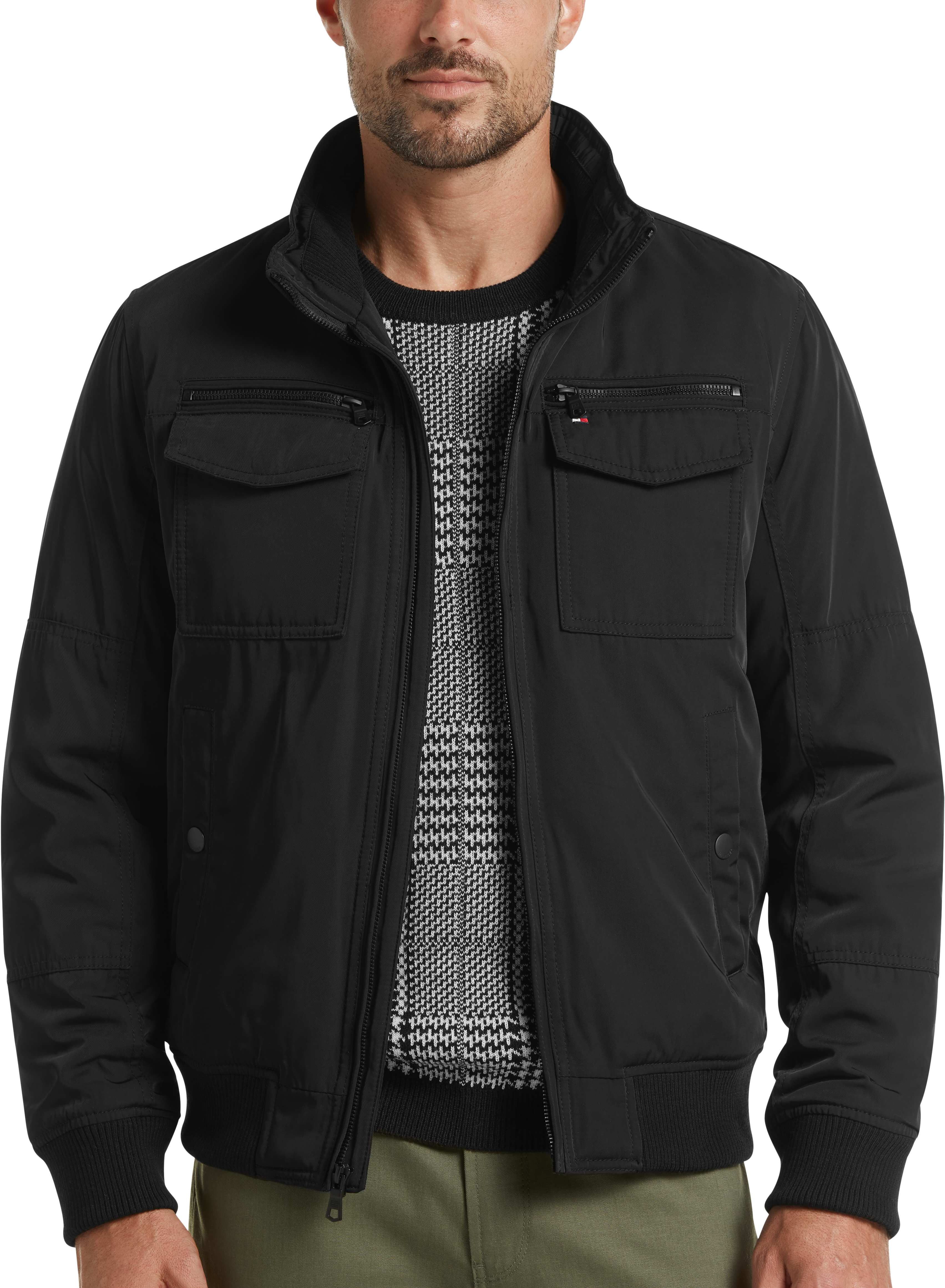 Tommy Hilfiger Black Classic Performance Modern Fit Bomber Jacket | Men's Wearhouse