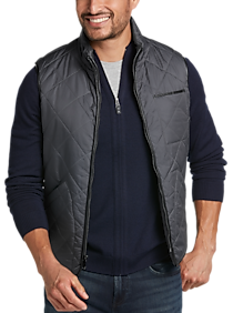 Michael Strahan Modern Fit Quilted Vest, Charcoal