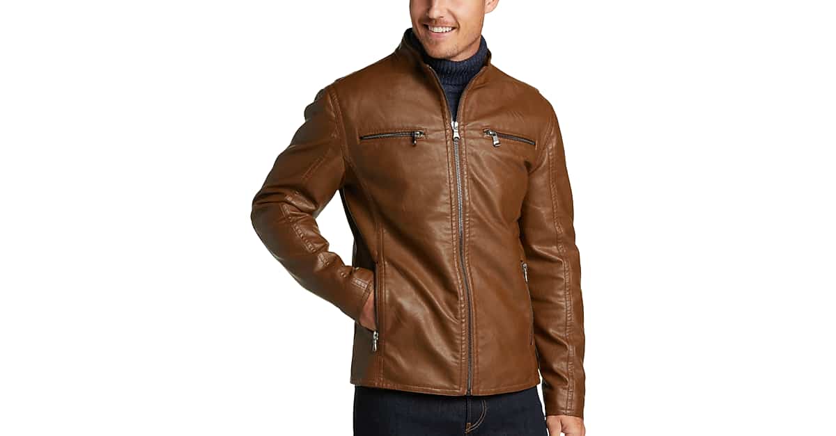 Michael Kors Men's Perforated Faux Leather Moto Jacket, Created For