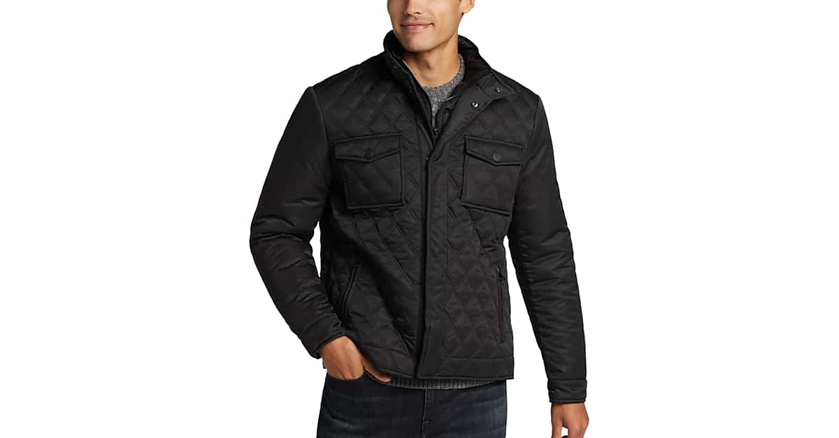 Joseph abboud black quilted coat on sale