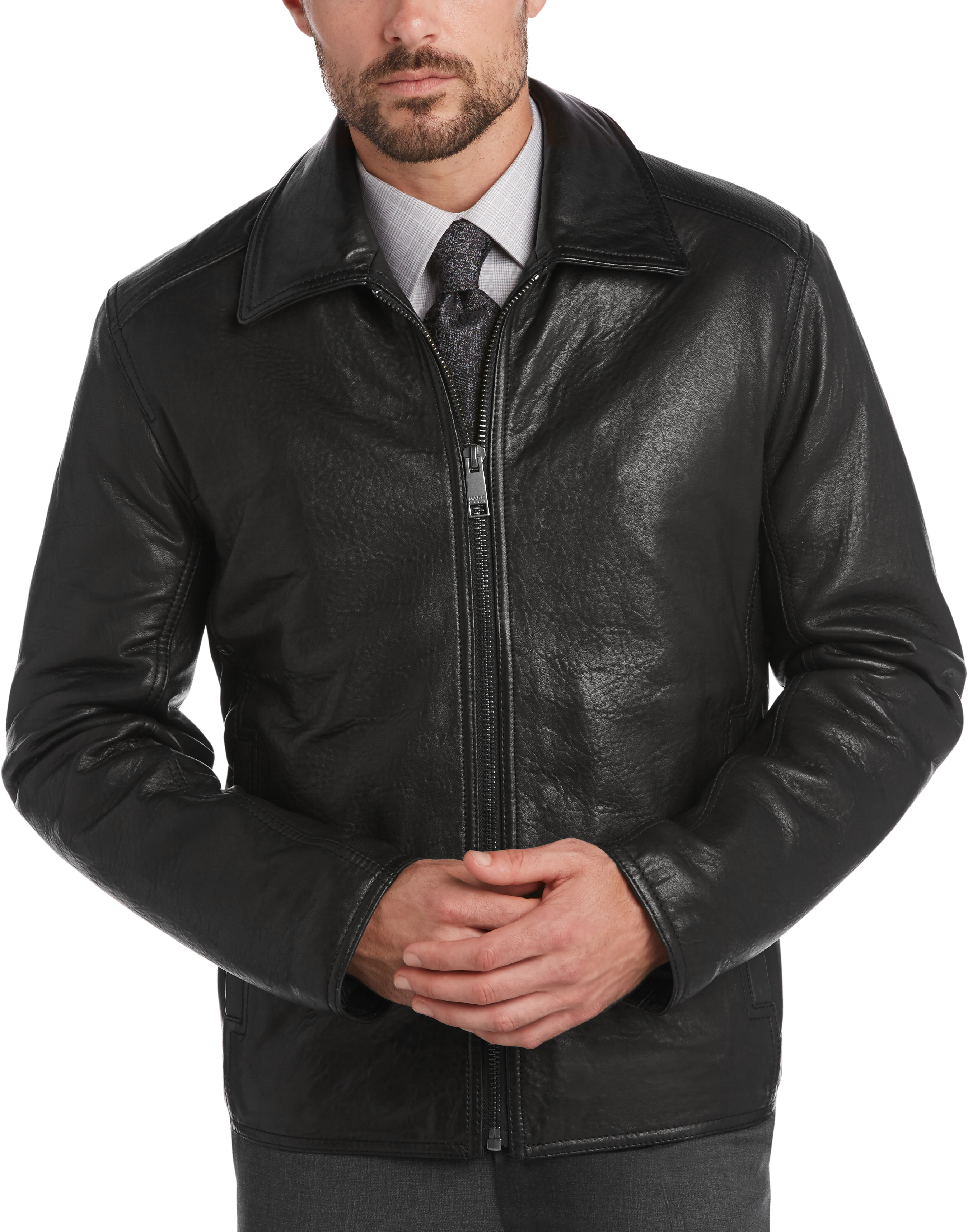 Marc New York Men's Leather Moto Jacket Black