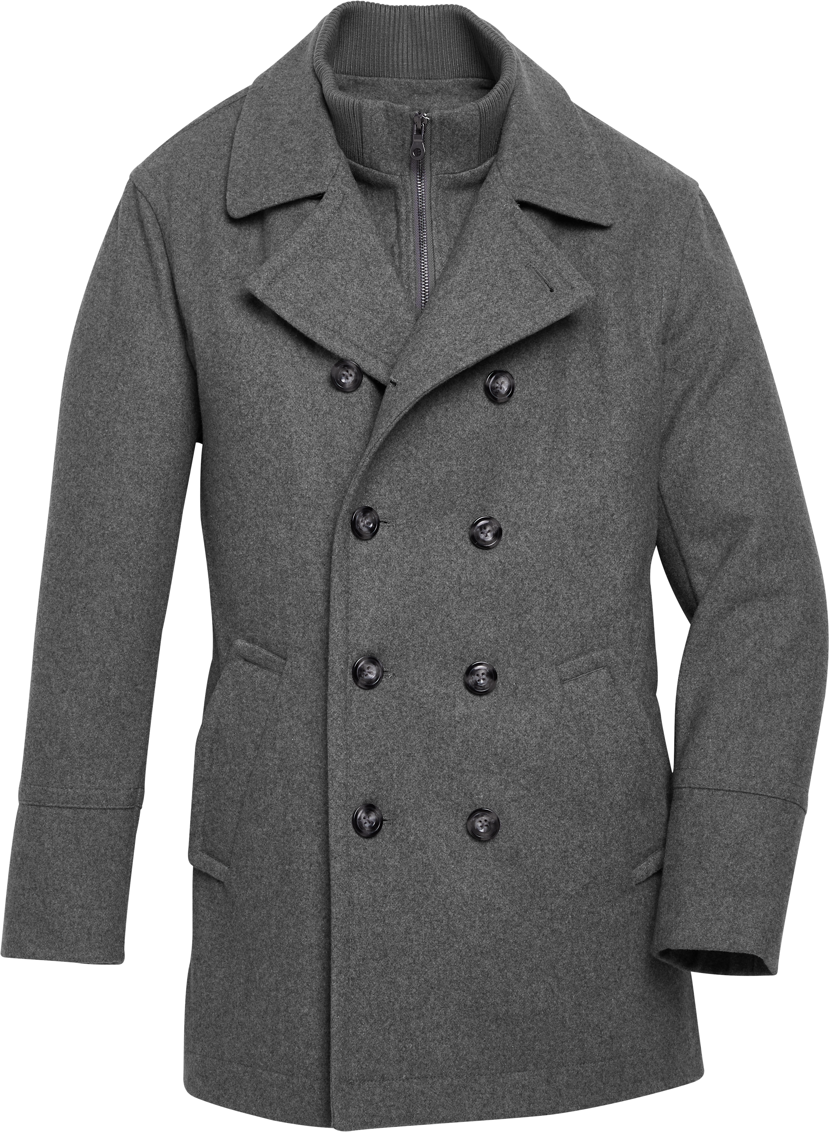 Egara Modern Fit Double-Breasted Bib Peacoat, Gray - Men's Sale | Men's ...