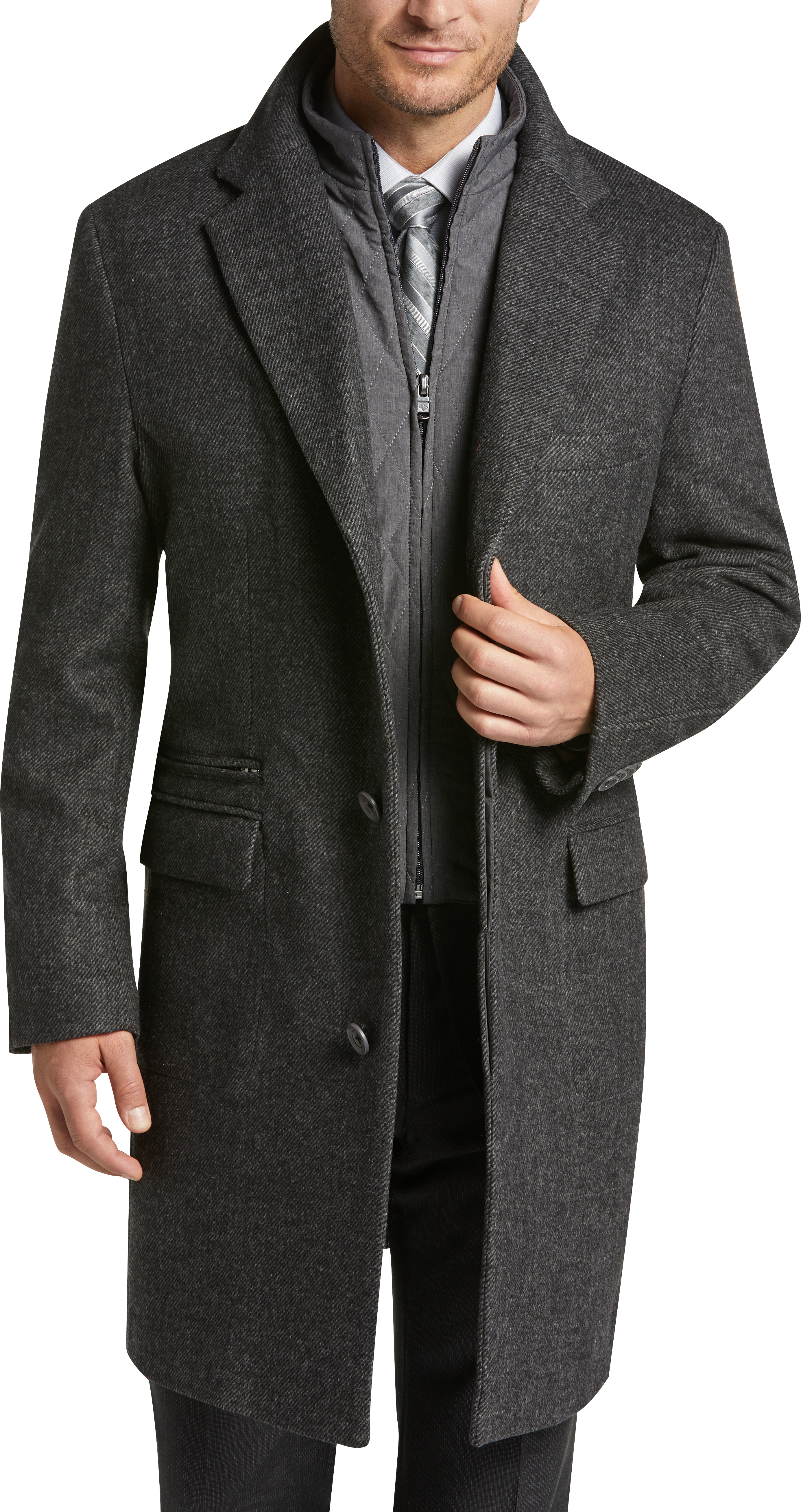 Joseph Abboud Charcoal Gray Twill Modern Fit Topcoat - Men's Sale | Men ...