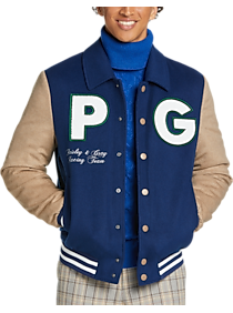 Paisley & Gray Slim Fit Varsity Bomber Jacket, Royal Blue
