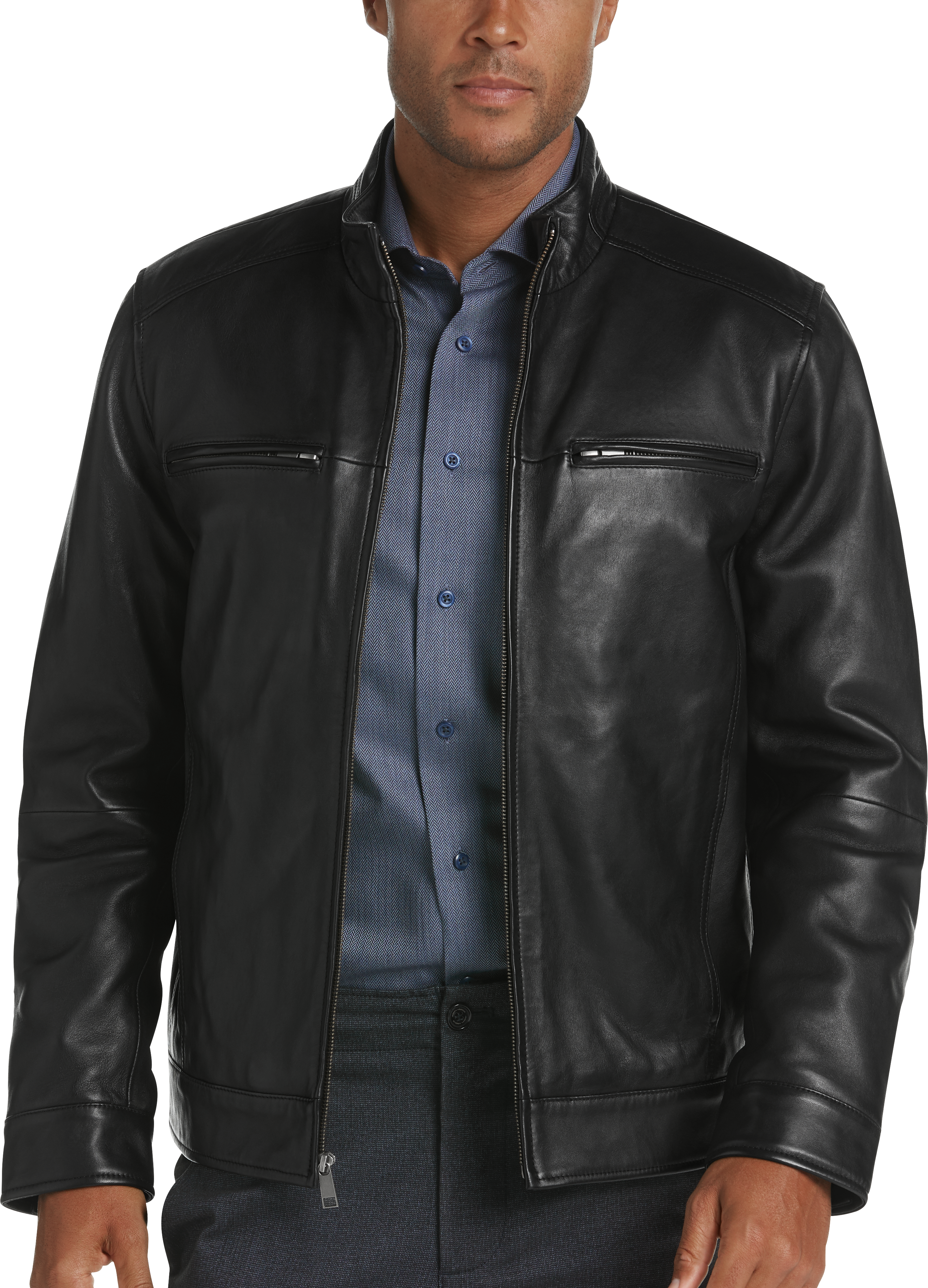 pronto uomo black leather jacket