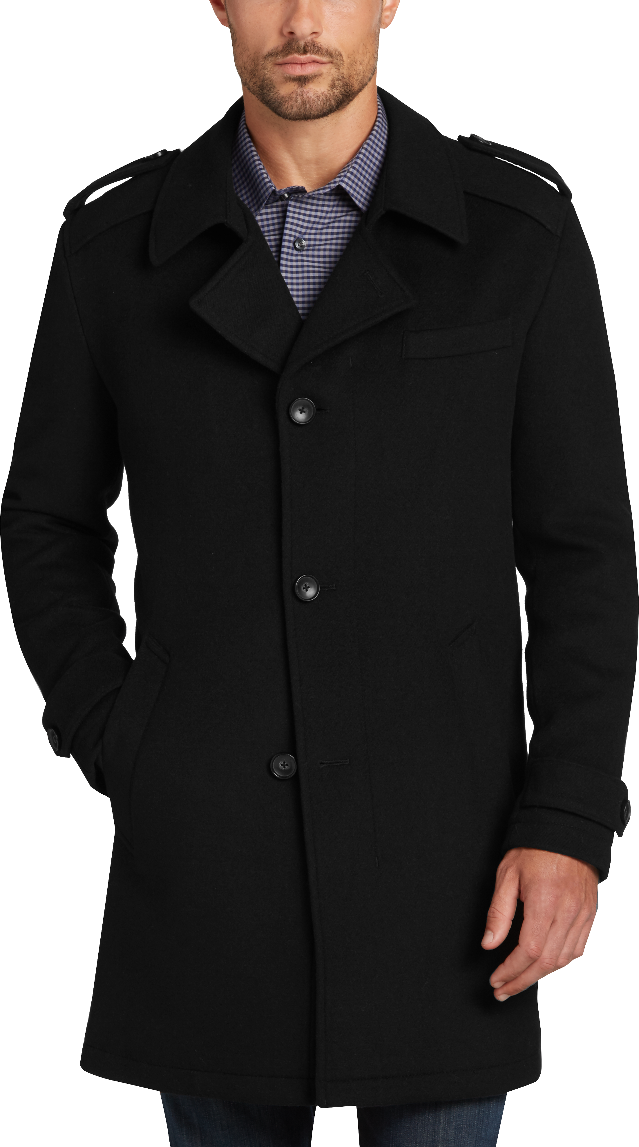 Egara Black Modern Fit Car Coat - Men's Sale | Men's Wearhouse