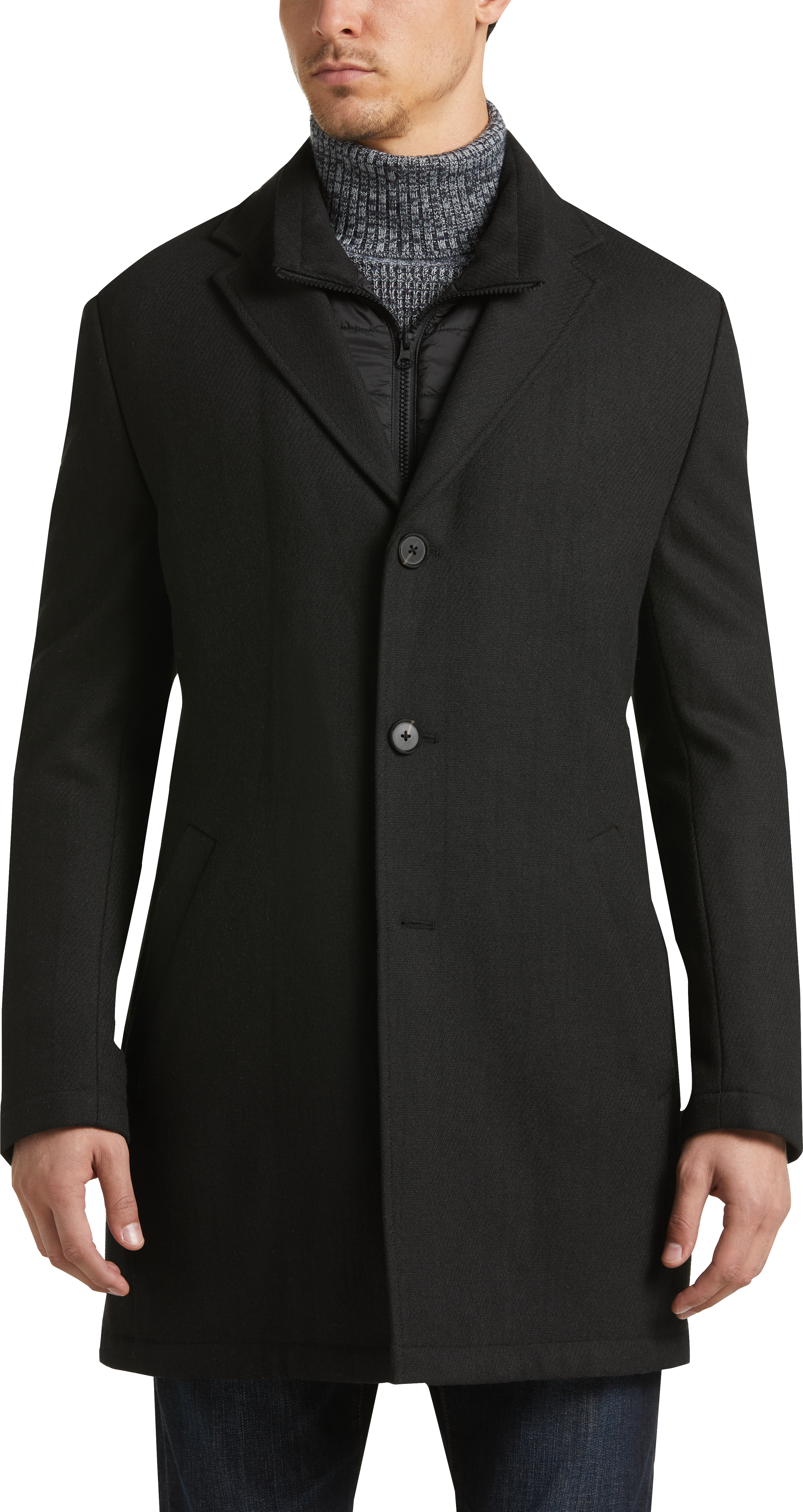 Calvin Klein Black Slim Fit Car Coat - Men's Sale | Men's Wearhouse