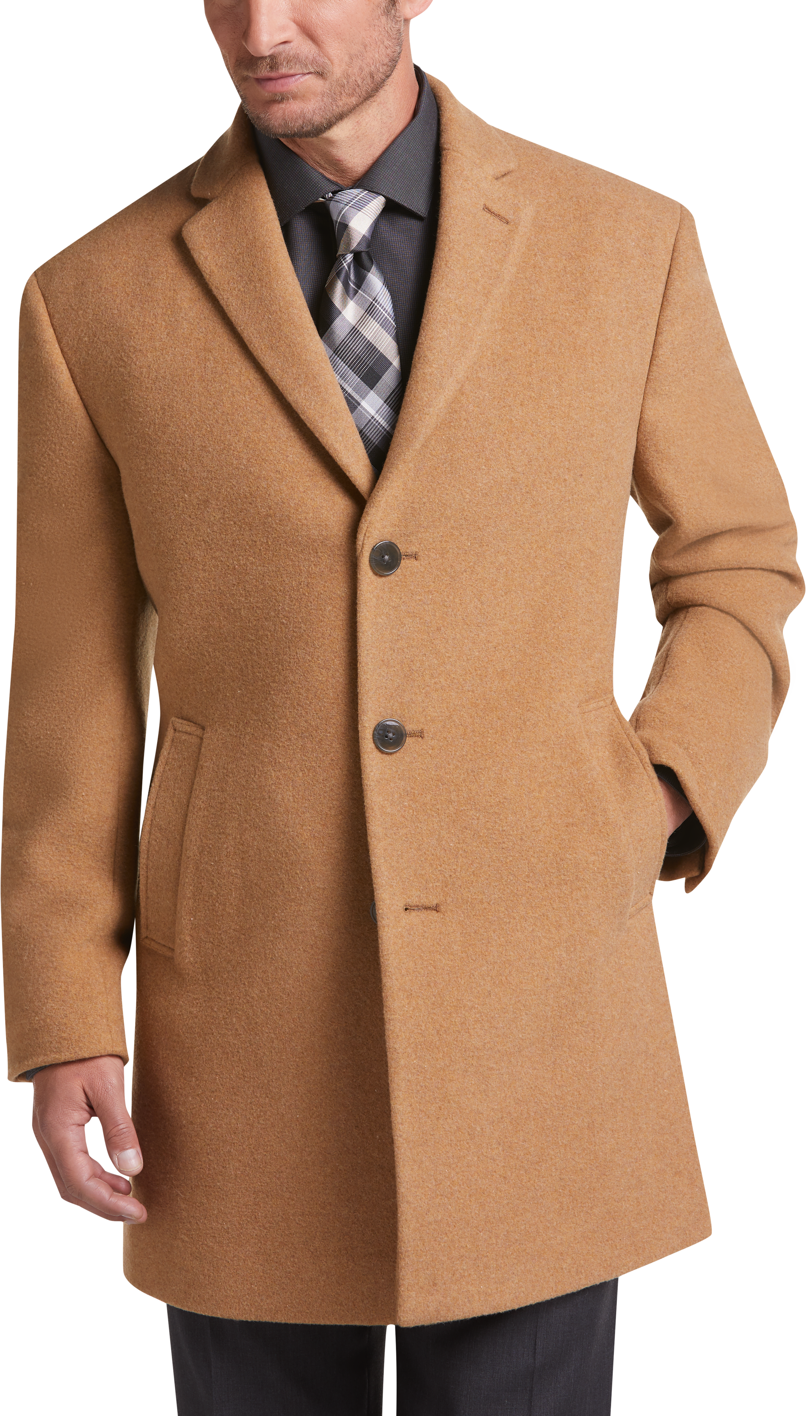 calvin klein camel overcoat