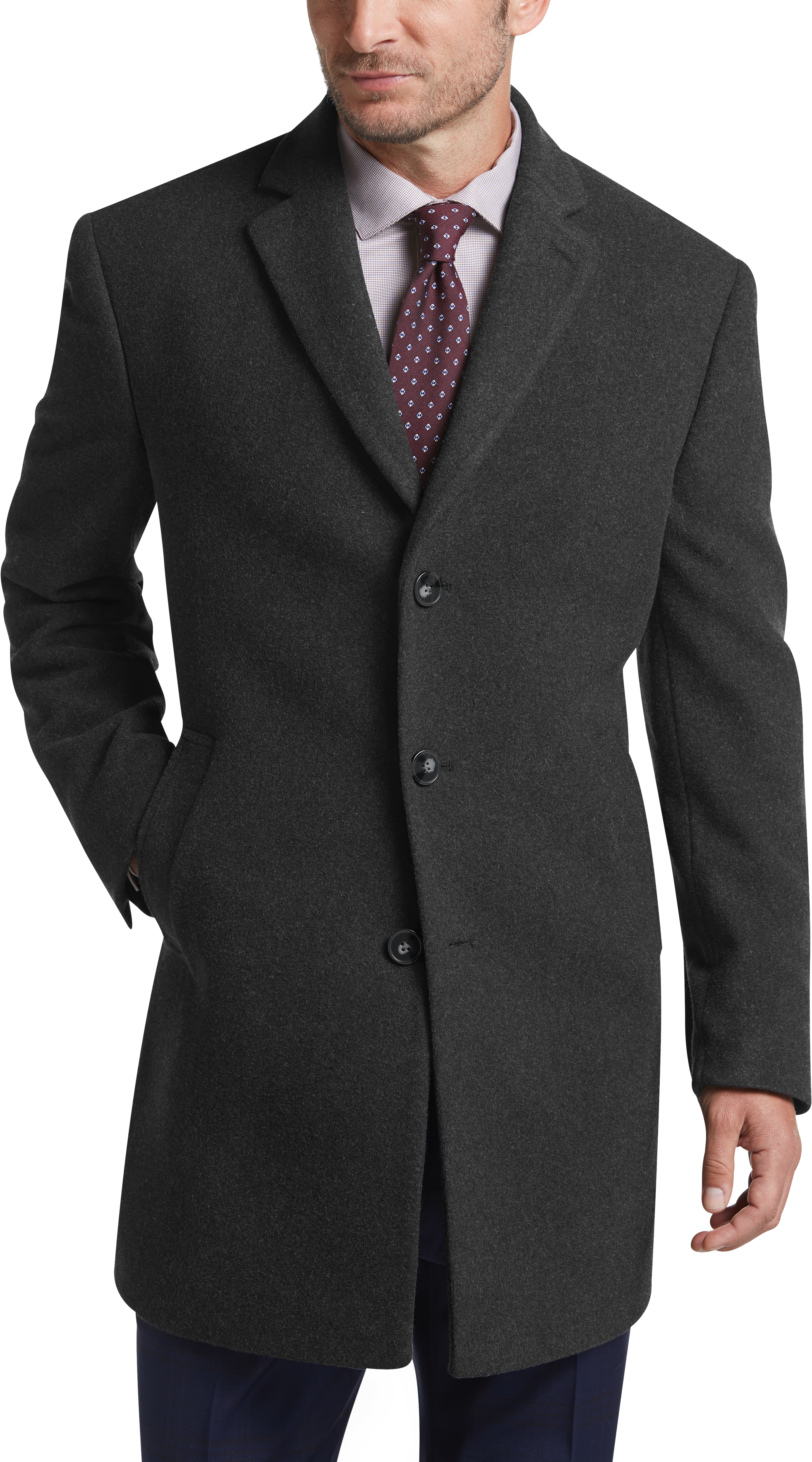 Calvin Klein Charcoal Topcoat - Men's Brands | Men's Wearhouse