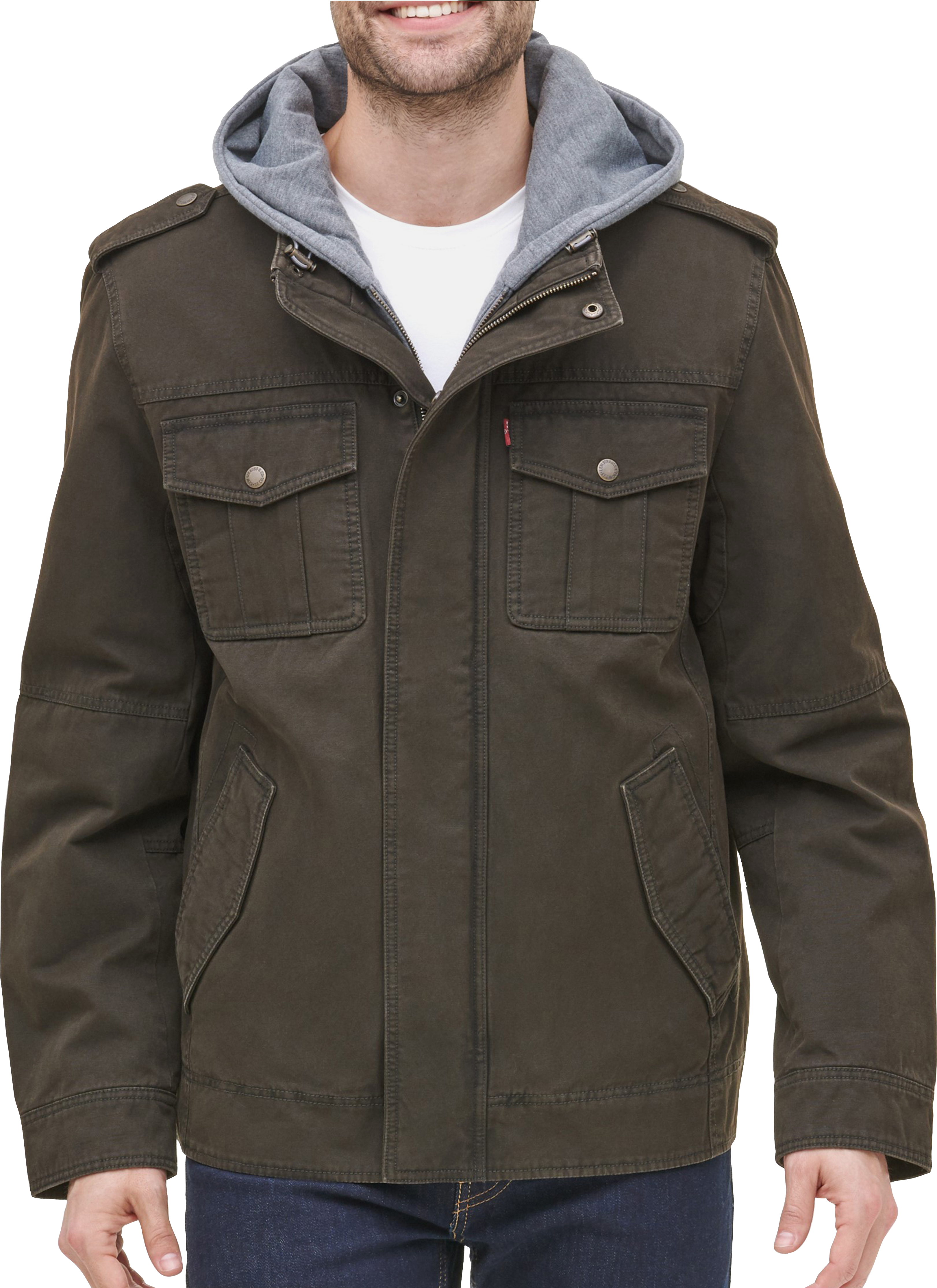 Levi's Modern Fit Faux Sherpa Lined Utility Jacket, Olive - Men's Sale |  Men's Wearhouse