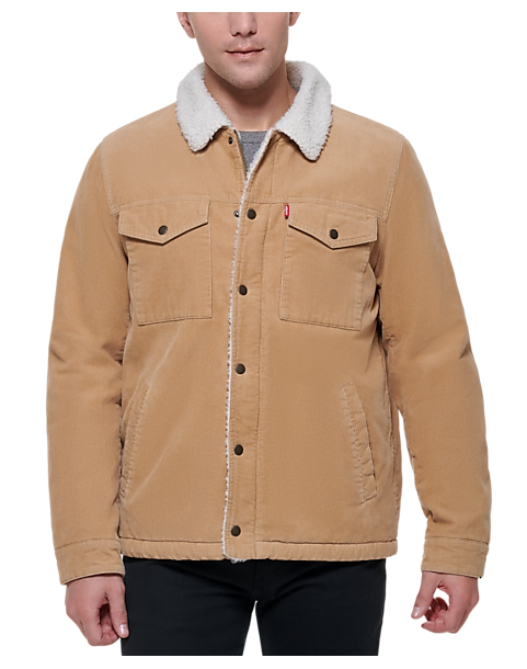 Levi's Modern Fit Faux Sherpa Lined Corduroy Jacket, Tan - Men's Sale |  Men's Wearhouse