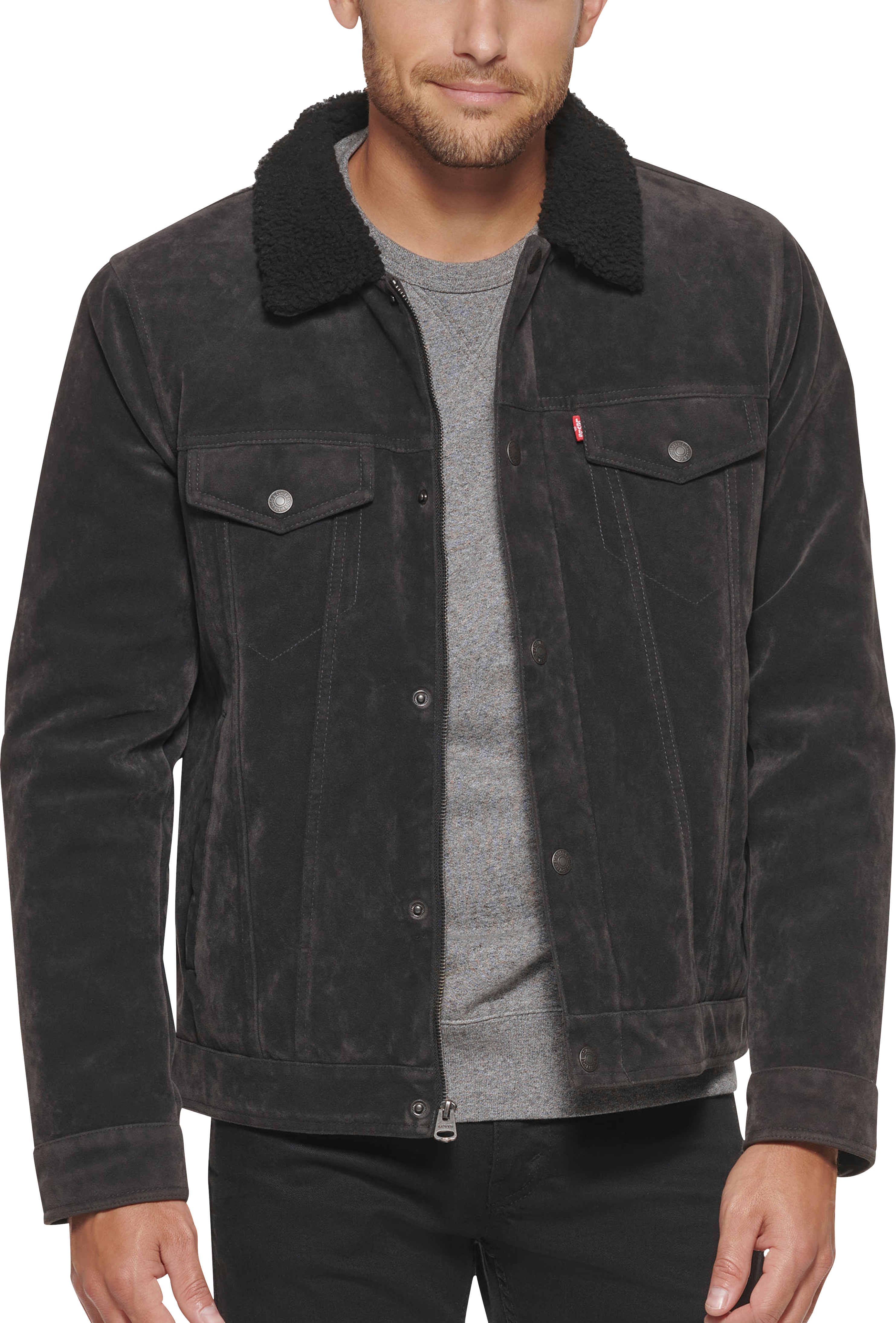 Levi's Modern Fit Vintage Faux Suede Trucker Jacket, Gray - Men's Sale |  Men's Wearhouse