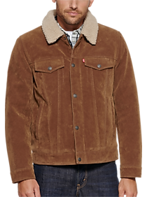 Mens - Levi's Modern Fit Vintage Faux Suede Trucker Jacket, Cognac - Men's Wearhouse