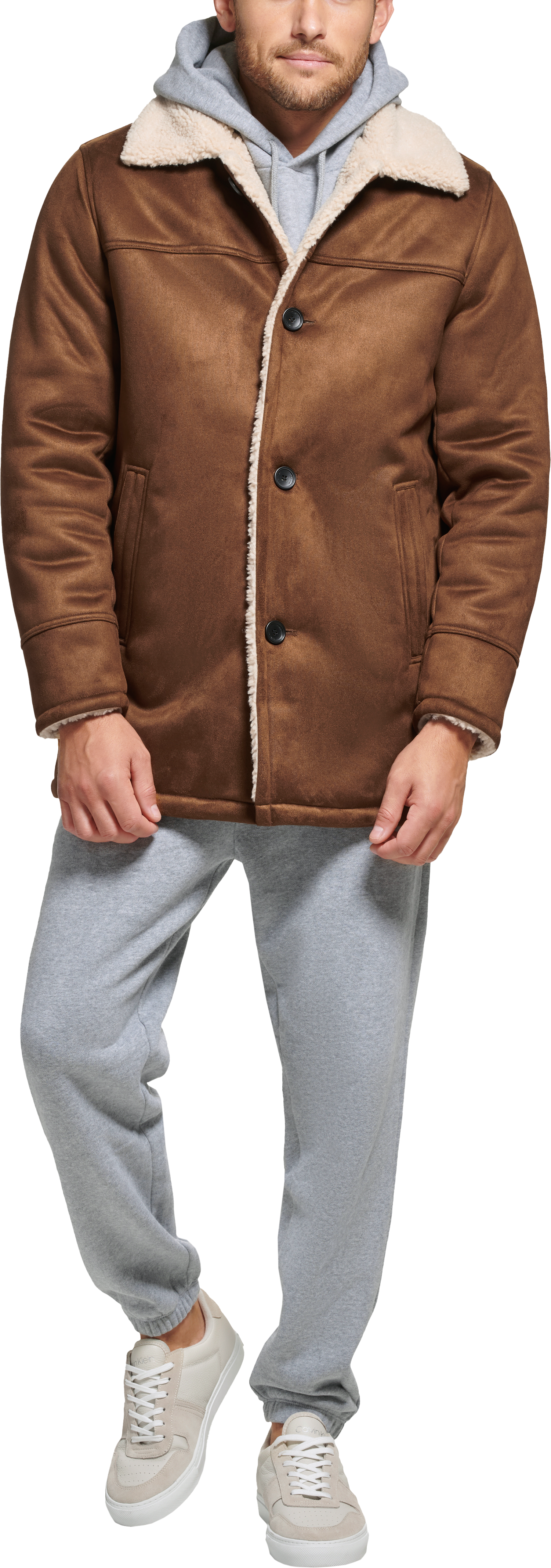 Calvin Klein Modern Fit Faux Shearling Cowboy Car Coat, Cognac - Men's Sale  | Men's Wearhouse