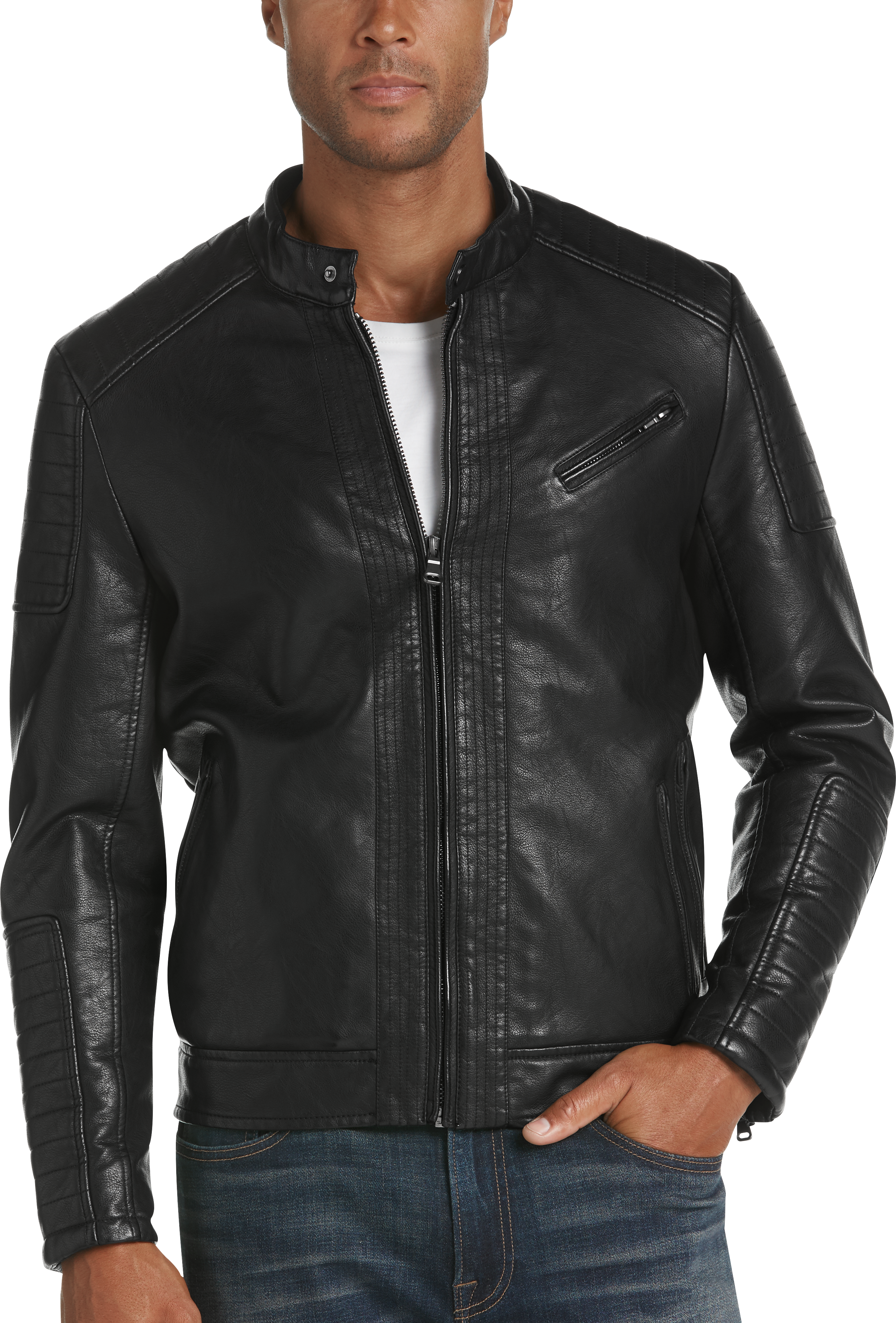 pronto uomo black leather jacket