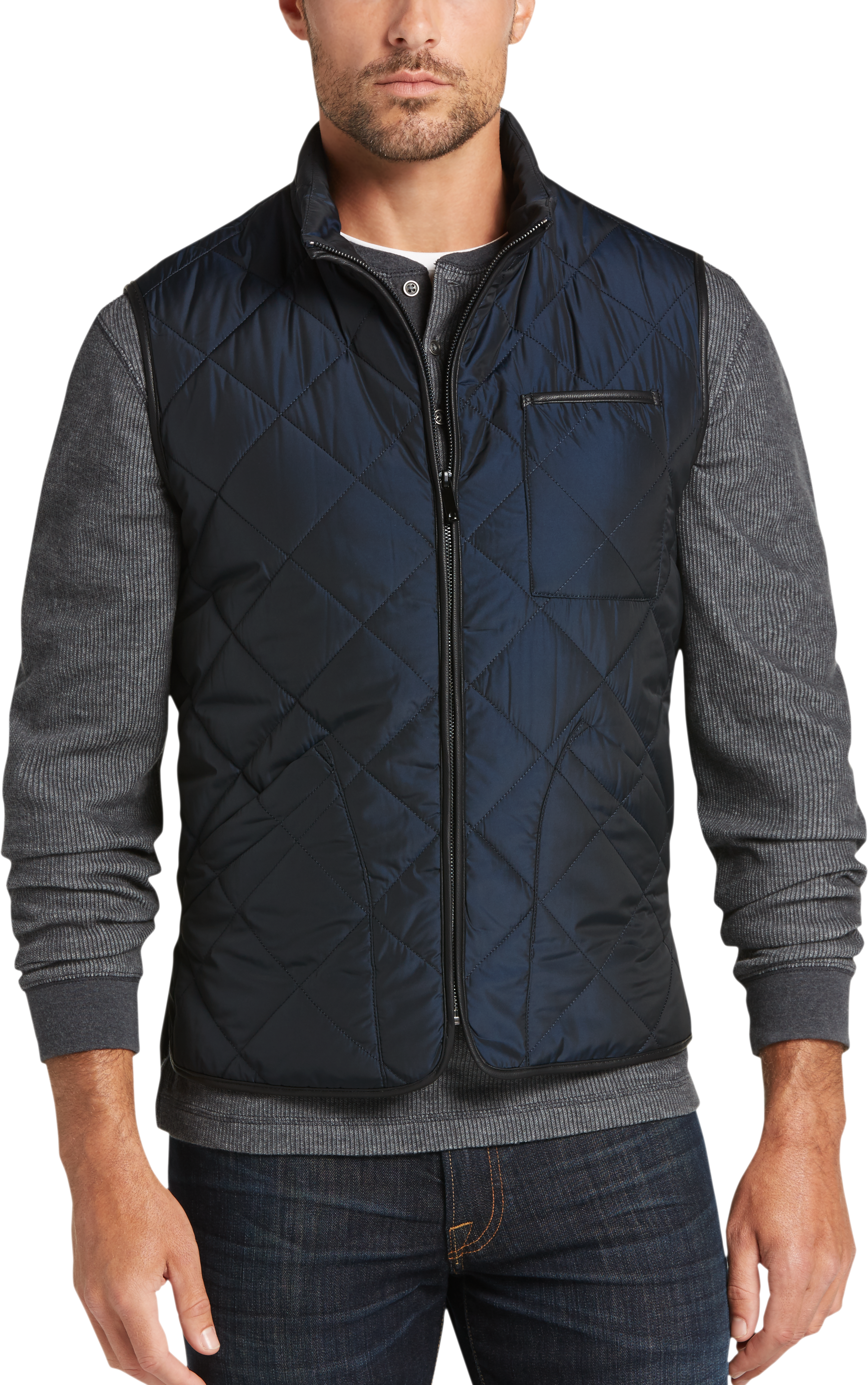 pronto uomo navy quilted jacket