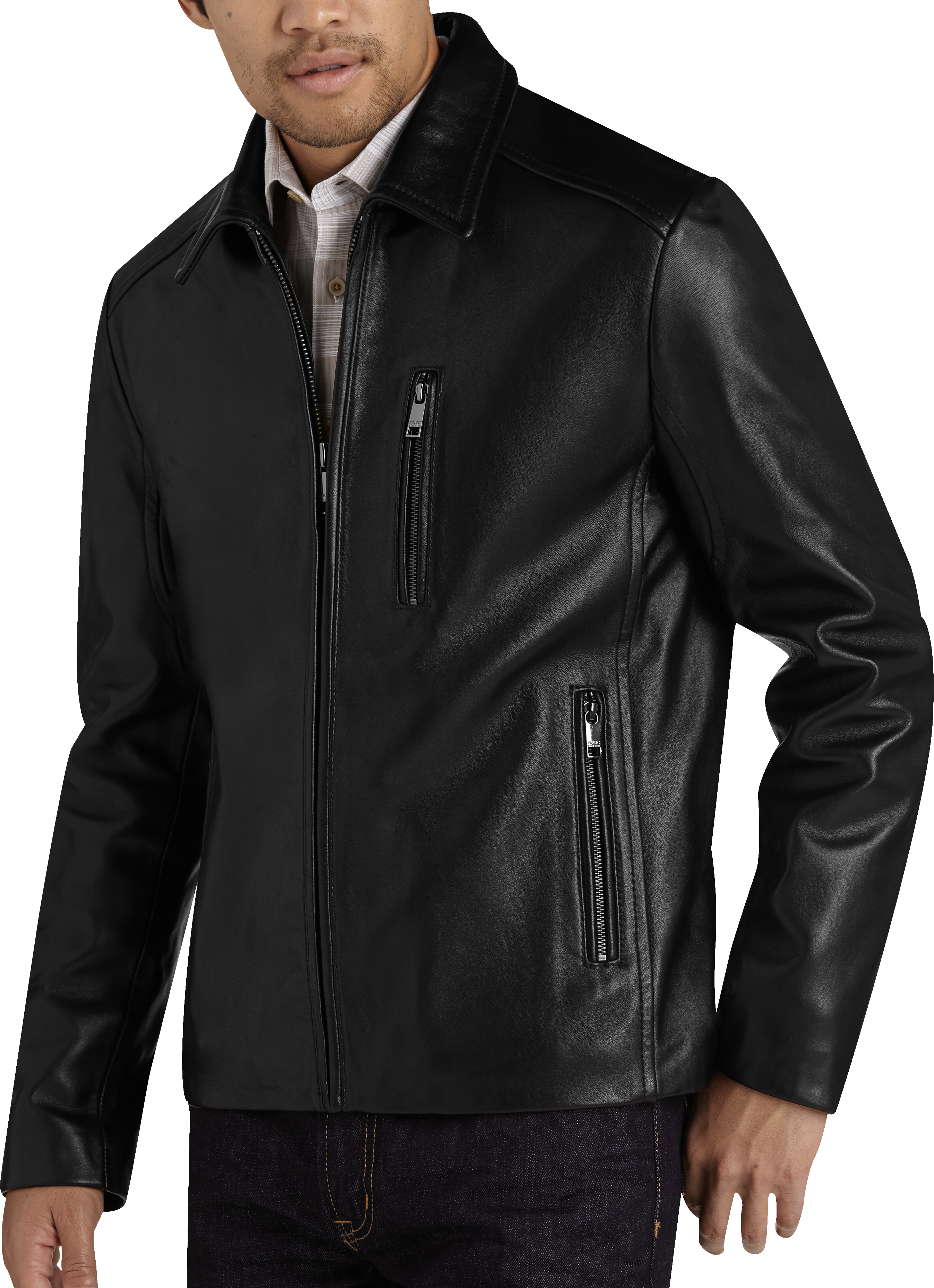 Marc New York Black Leather Classic Fit Bomber Jacket - Men's Sale ...