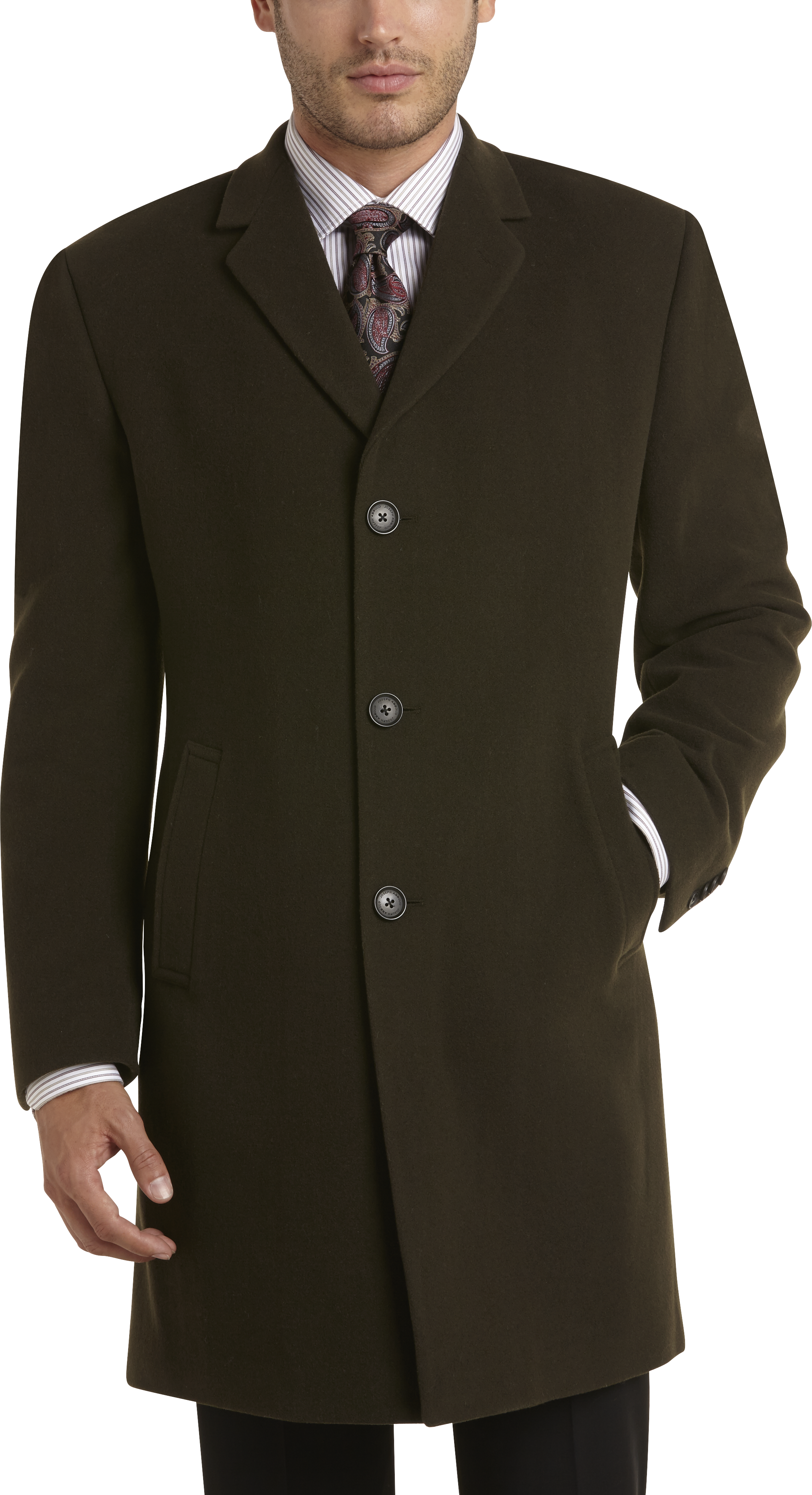 Joseph Abboud Olive Cashmere Blend Modern Fit Topcoat ...