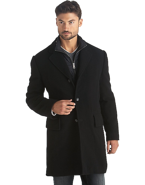 Pronto Uomo Black Wool Topcoat - Men's Big & Tall | Men's Wearhouse